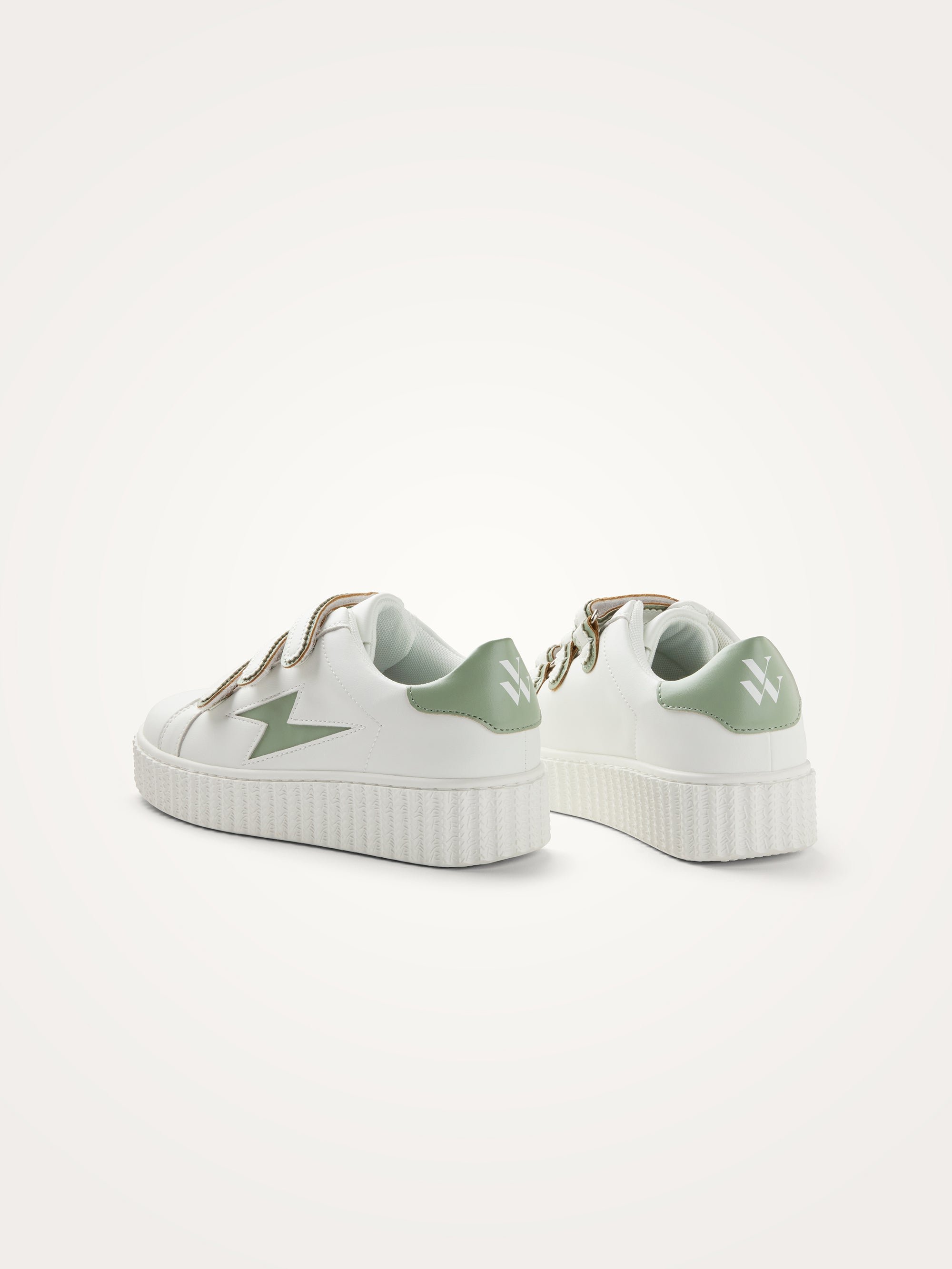 Low sneakers with scalloped Velcro straps Khaki