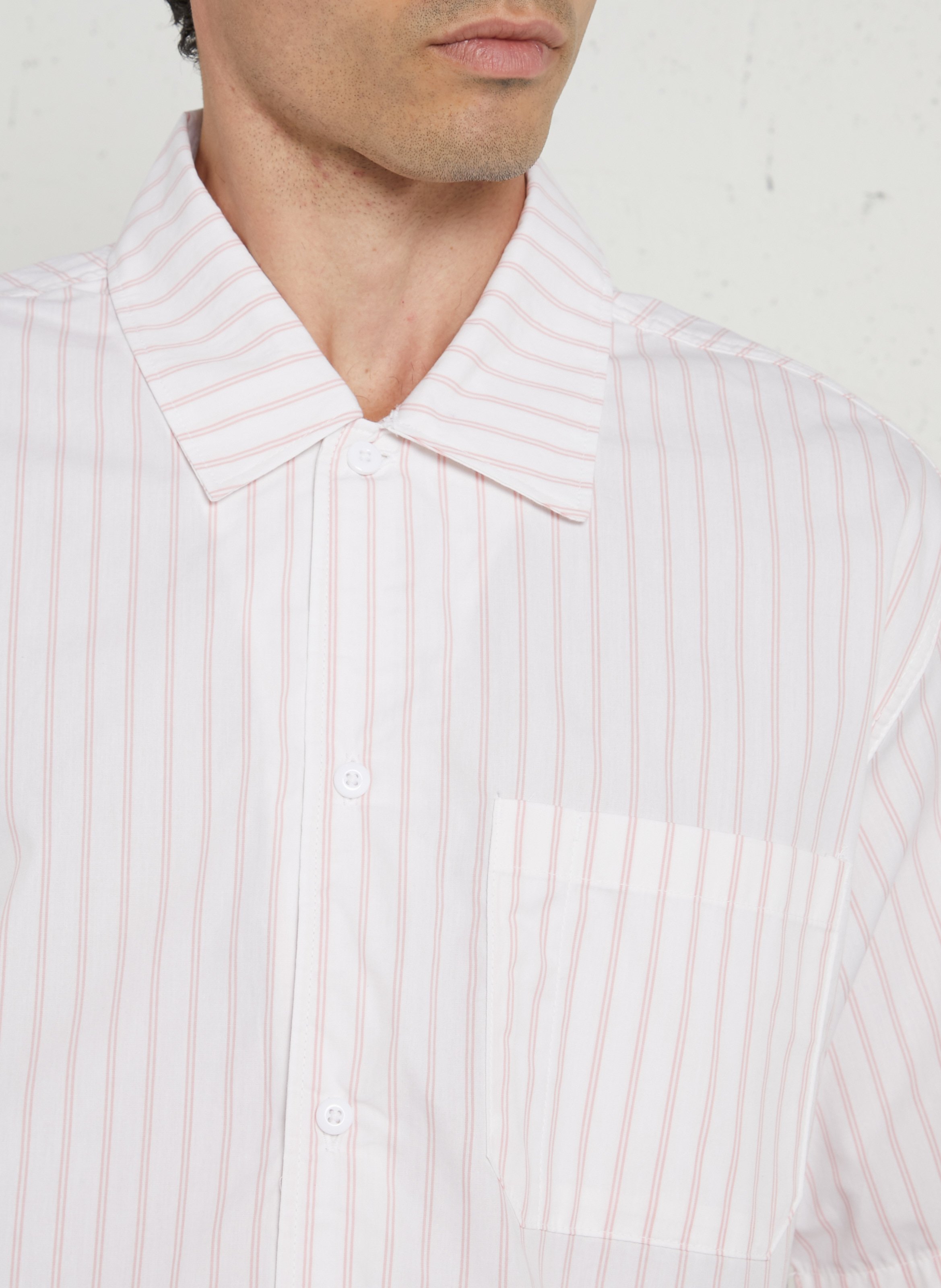 Chemise regular-fit col classique à rayures DICKIES Blanc