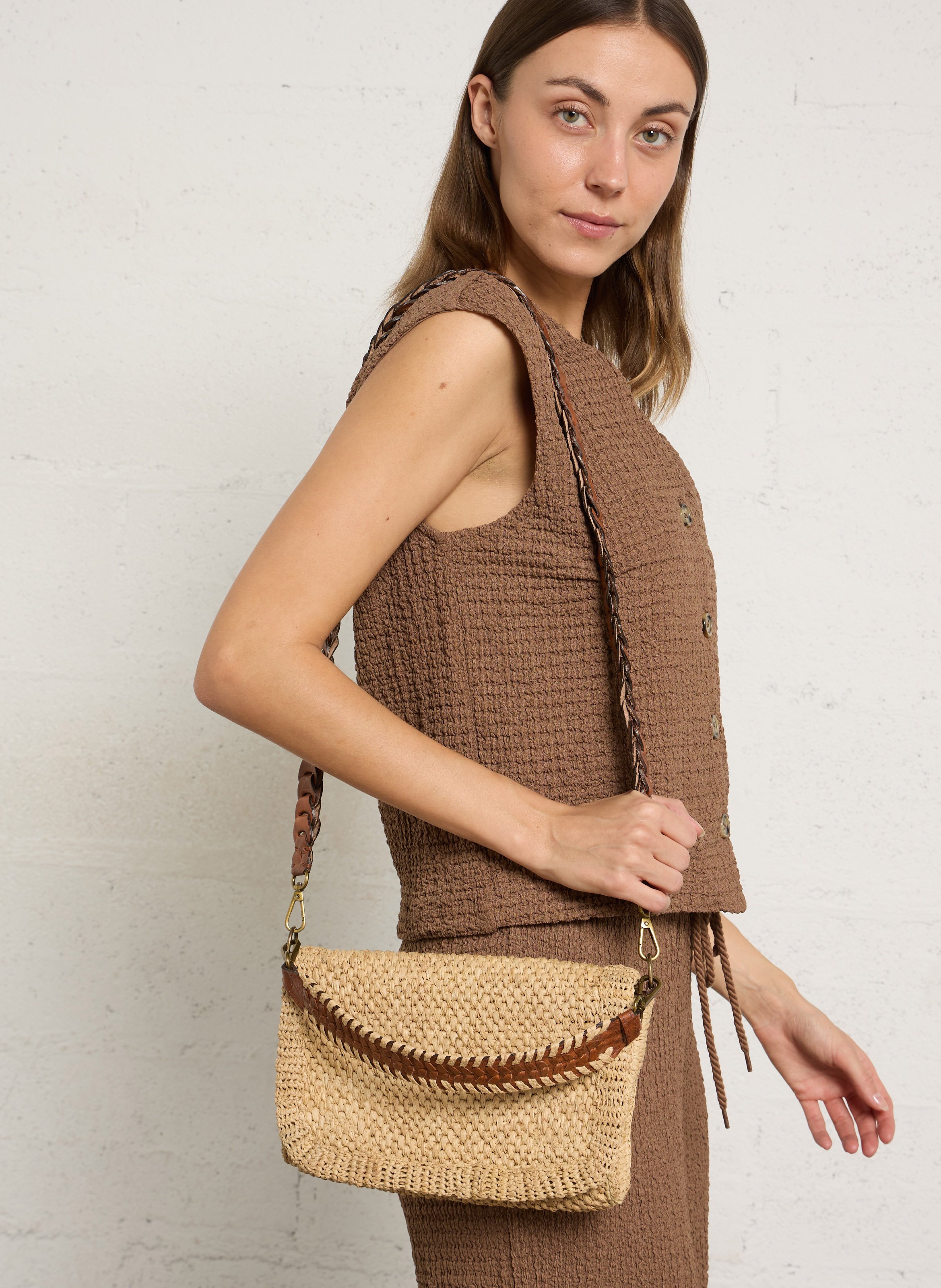 Raffia shoulder bag IBELIV Beige