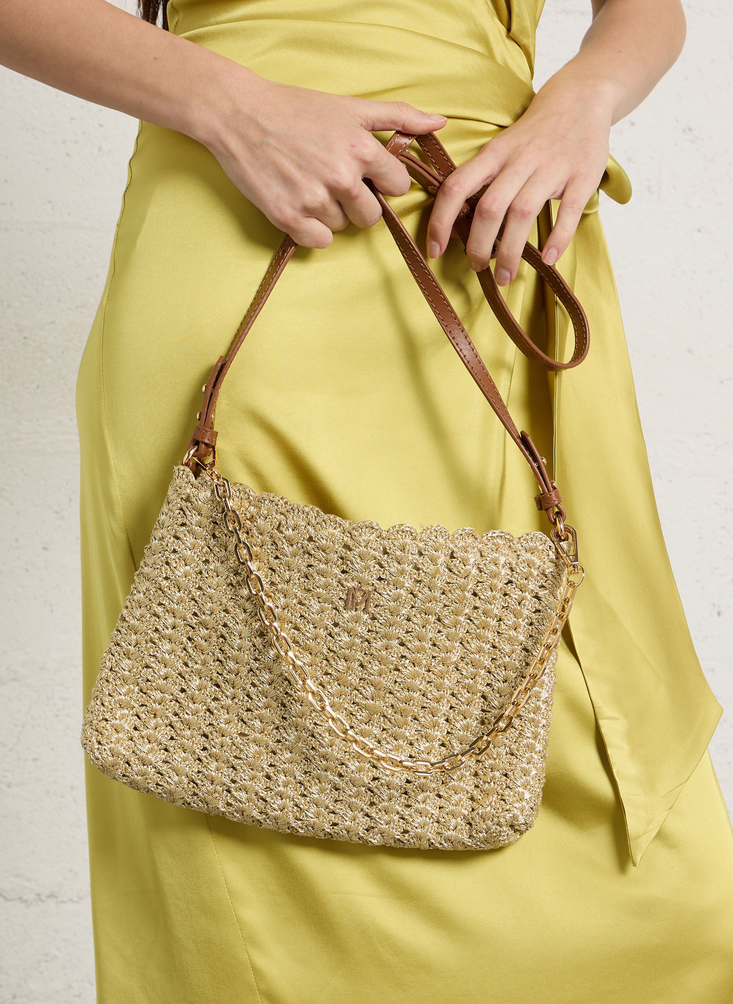 Gehäkelte Umhängetasche PETITE MENDIGOTE Golden