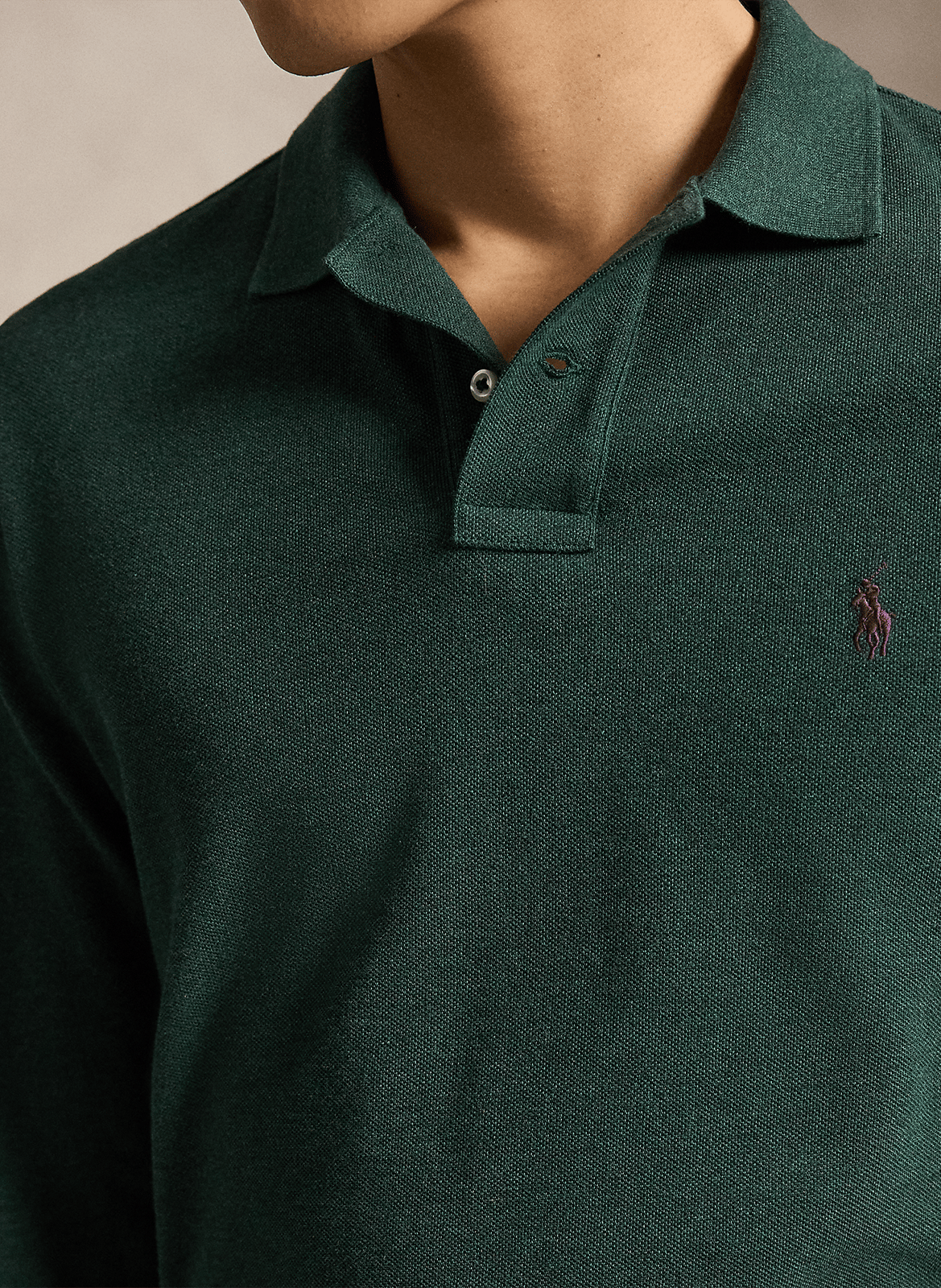 Langärmliges Poloshirt aus Baumwoll-Piqué, Regular Fit | Grun POLO RALPH LAUREN Herren