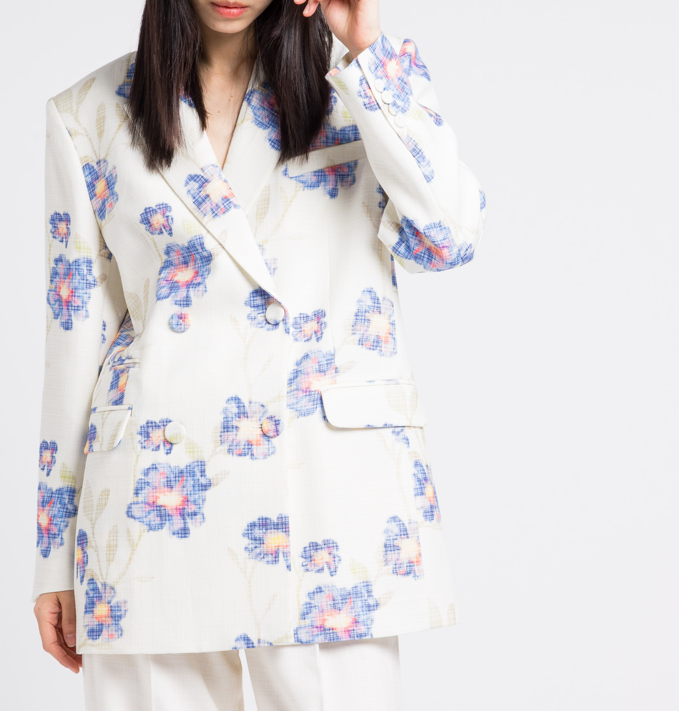 Veste de tailleur ajustée en laine vierge mélangée MARGAUX LONNBERG Multicolore