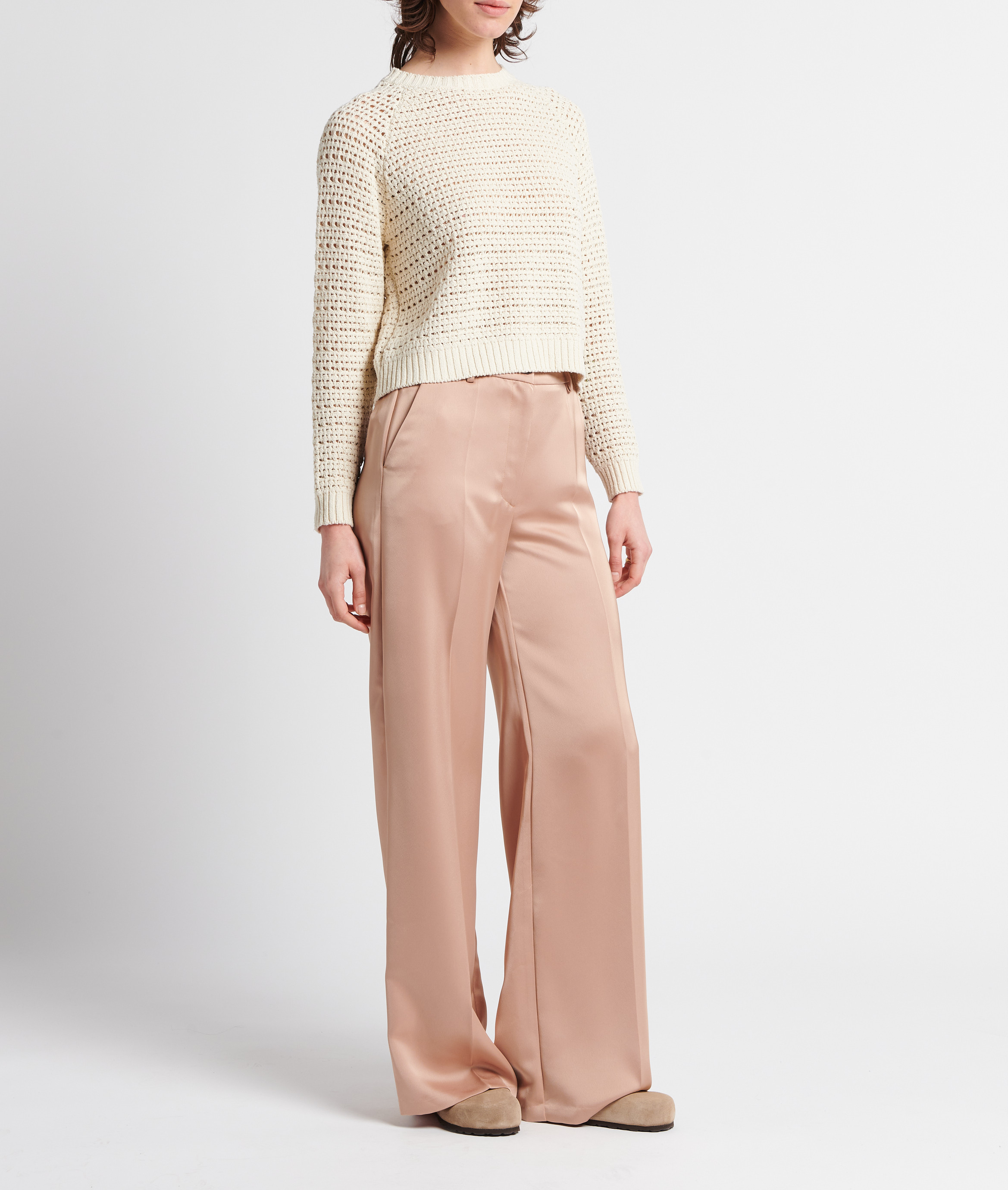 Pantalon large effet satiné COLLECTORS CLUB Beige