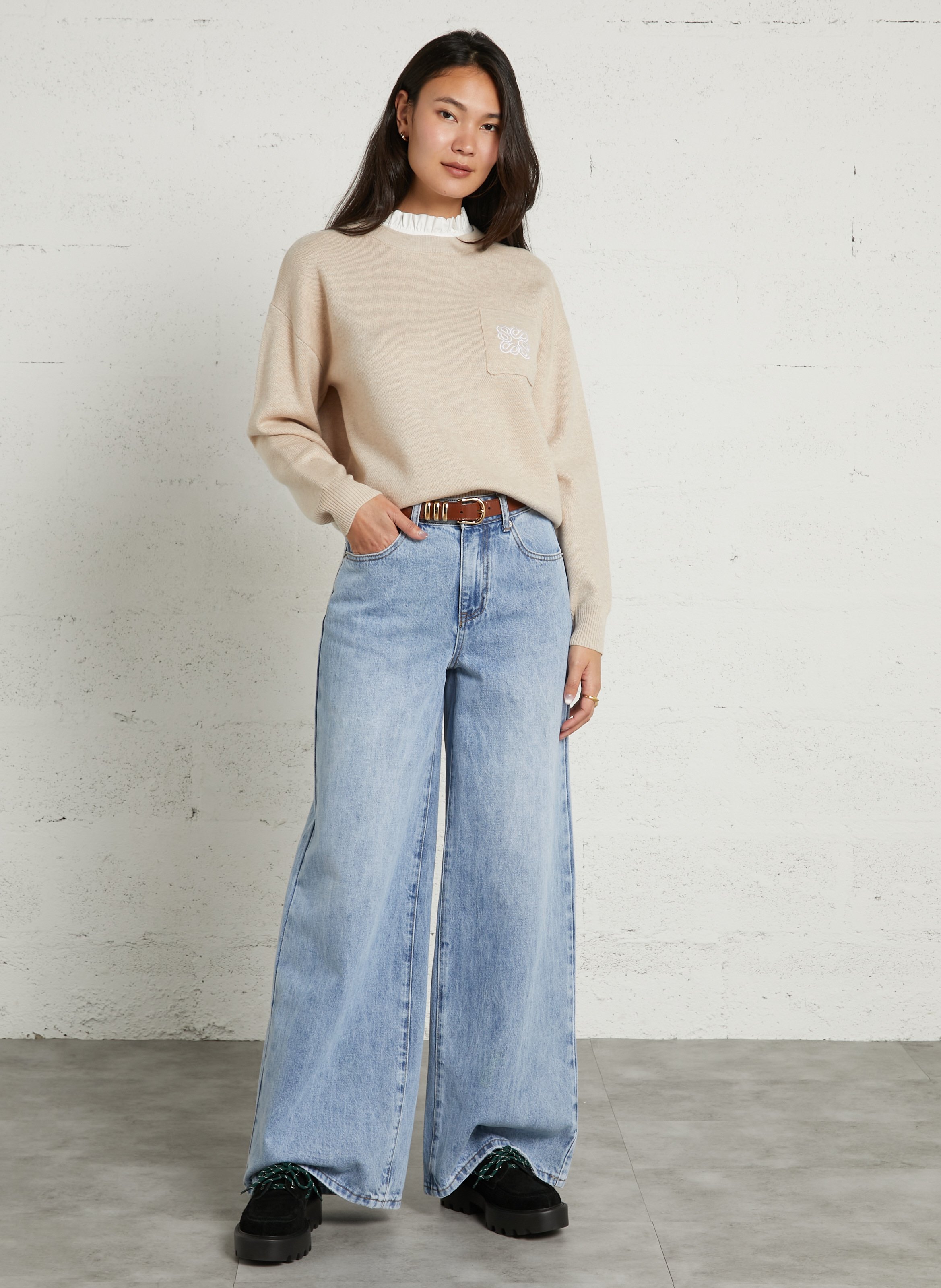 High-neck sweater SUNCOO Beige