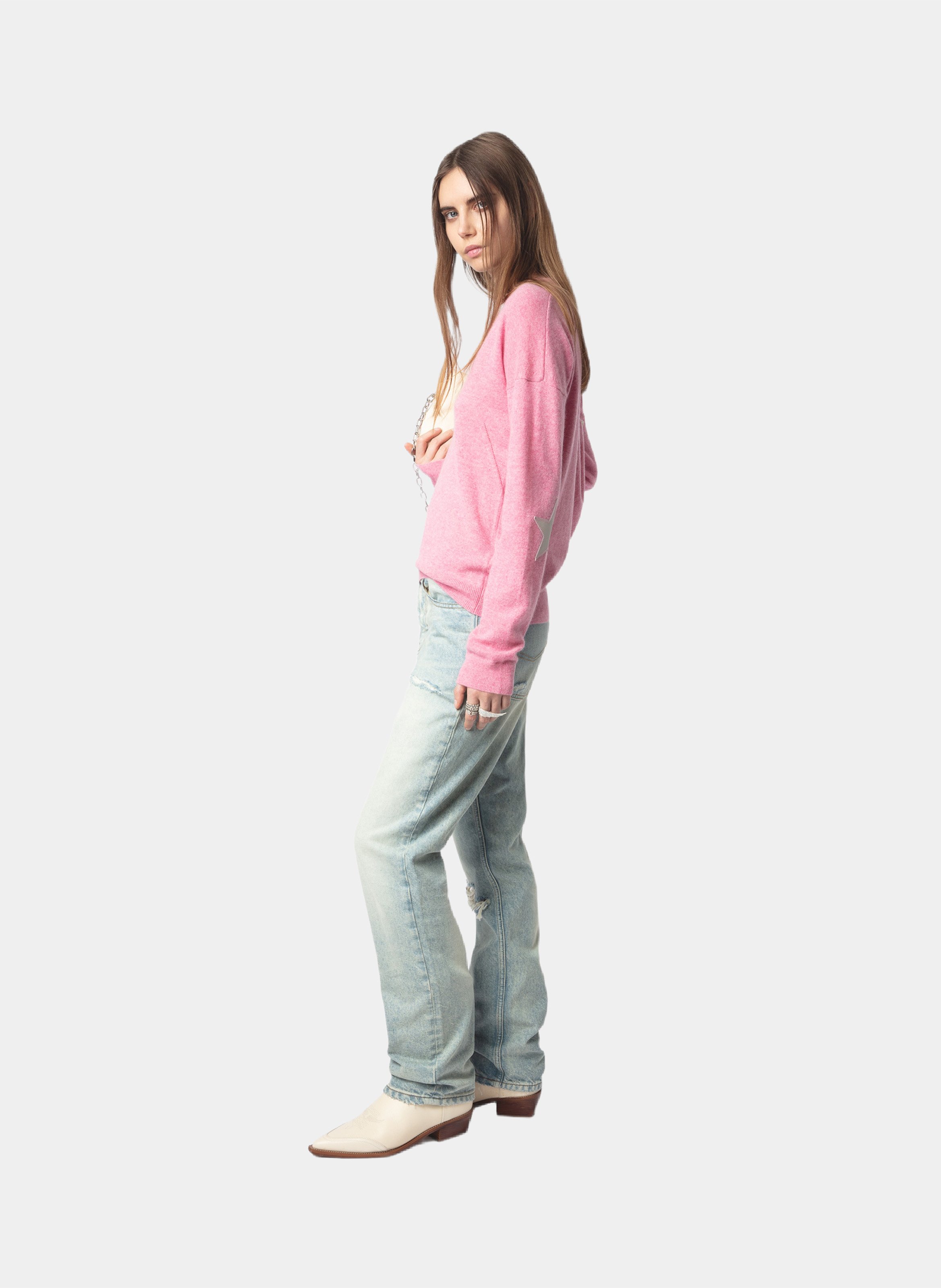 Pull col v en cachemire ZADIG&VOLTAIRE Rose