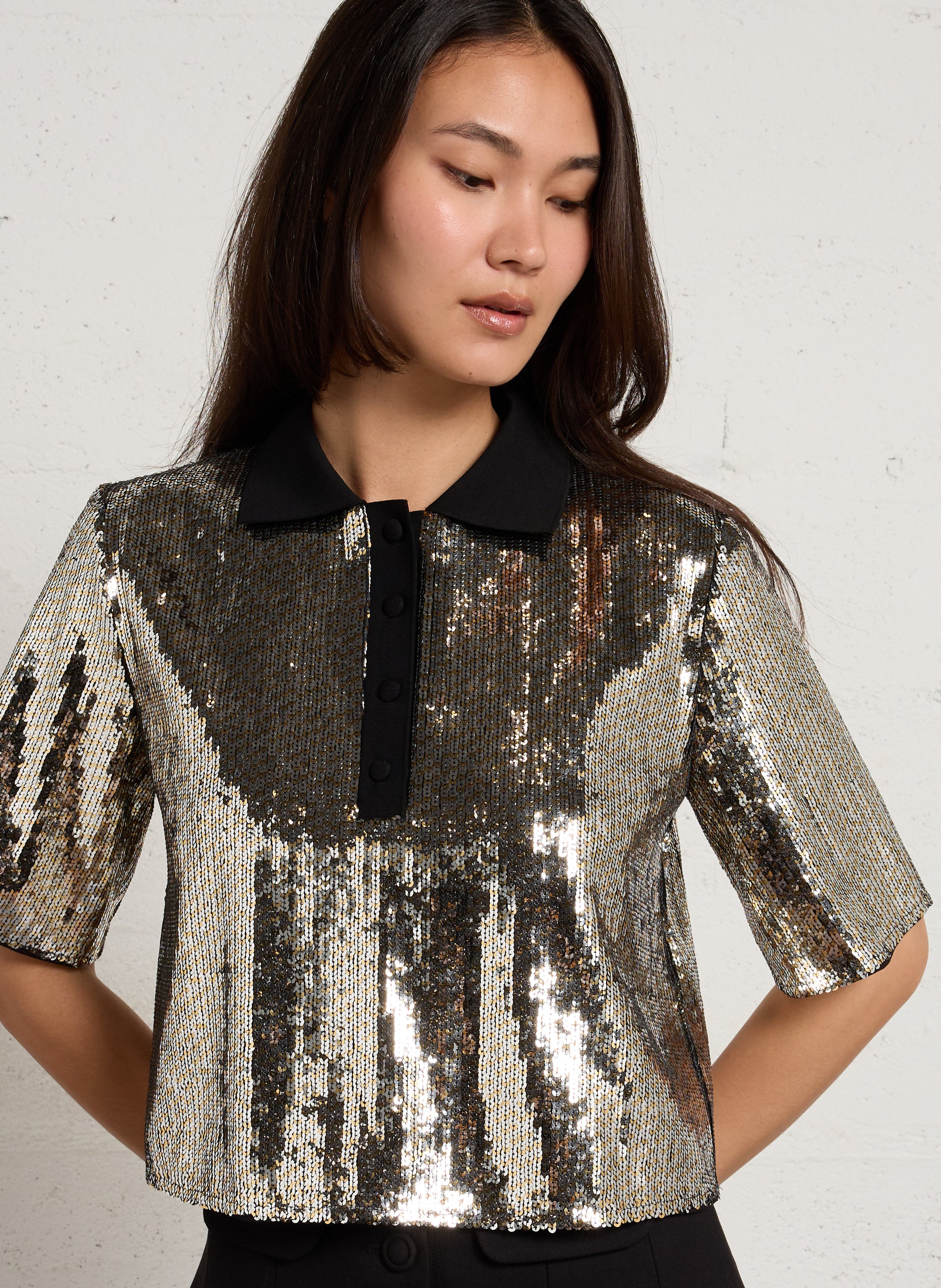 Metallic sequin top SUNCOO
