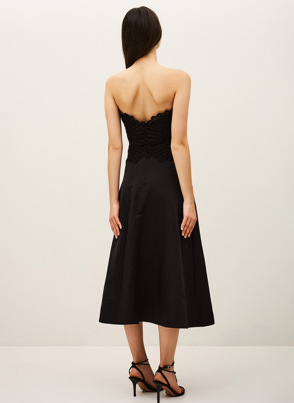 Robe bustier midi évasée à dentelle BA&SH Noir