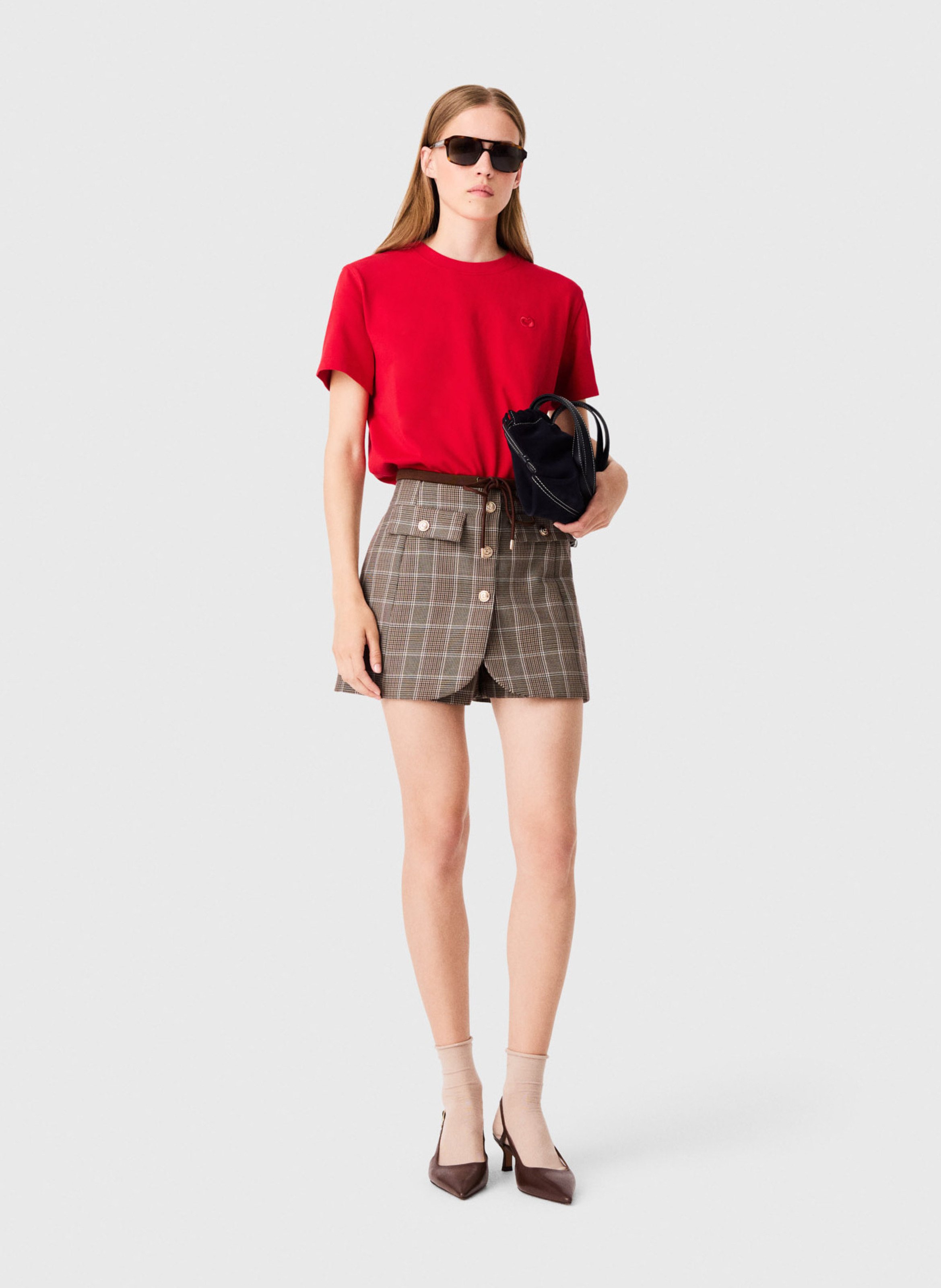 Tee-shirt manches courtes uni MAJE Rouge