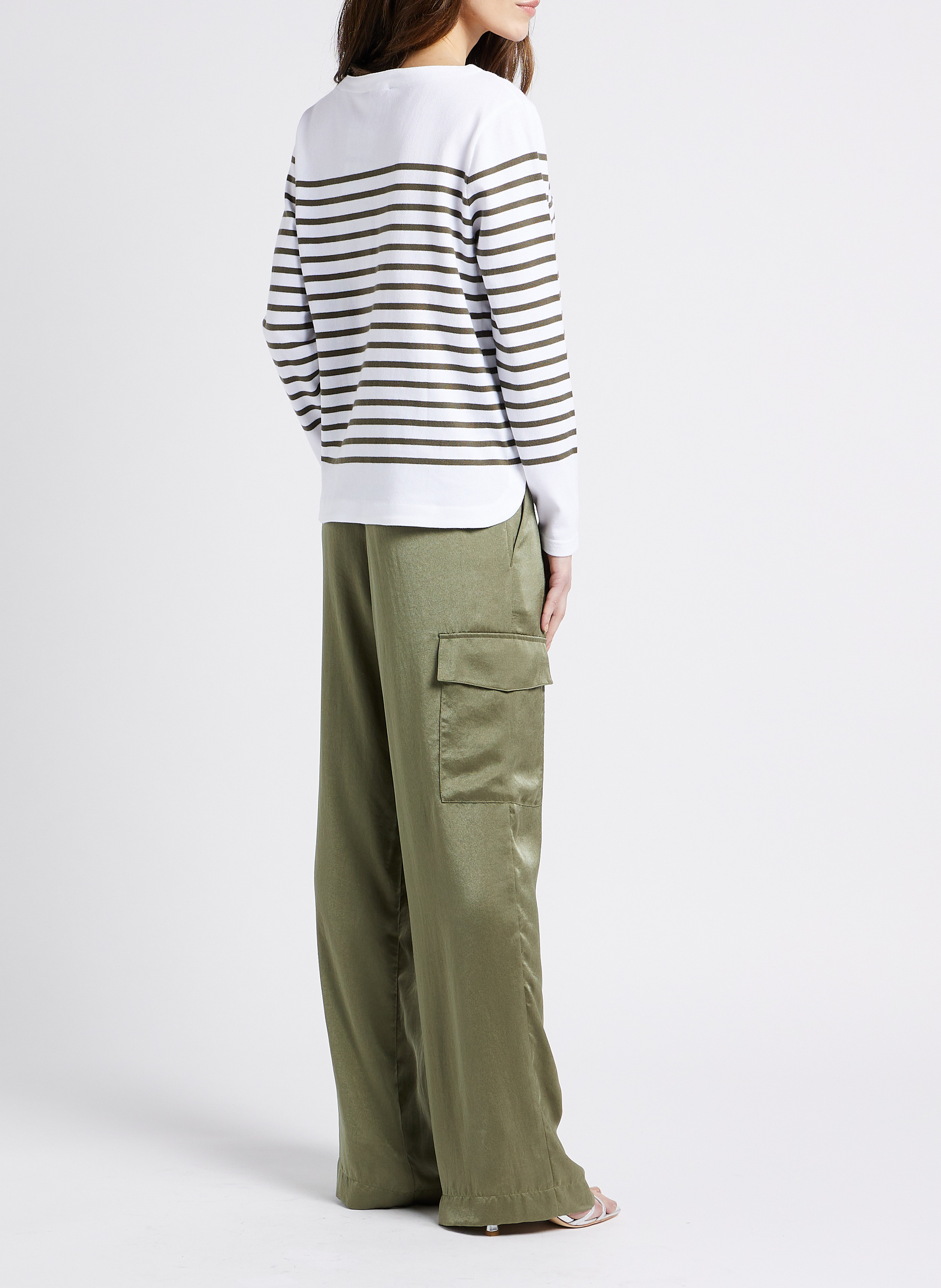 Pantalon large effet satiné BA&SH Kaki