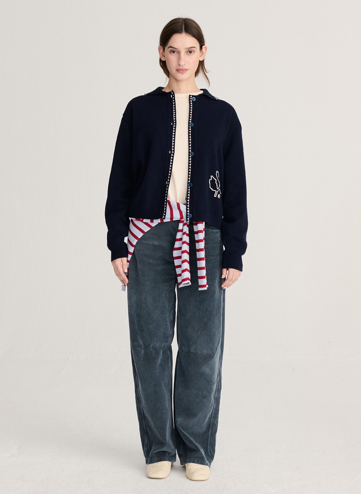 Ruim gebreid vest met borduursels BOBO CHOSES Blauw