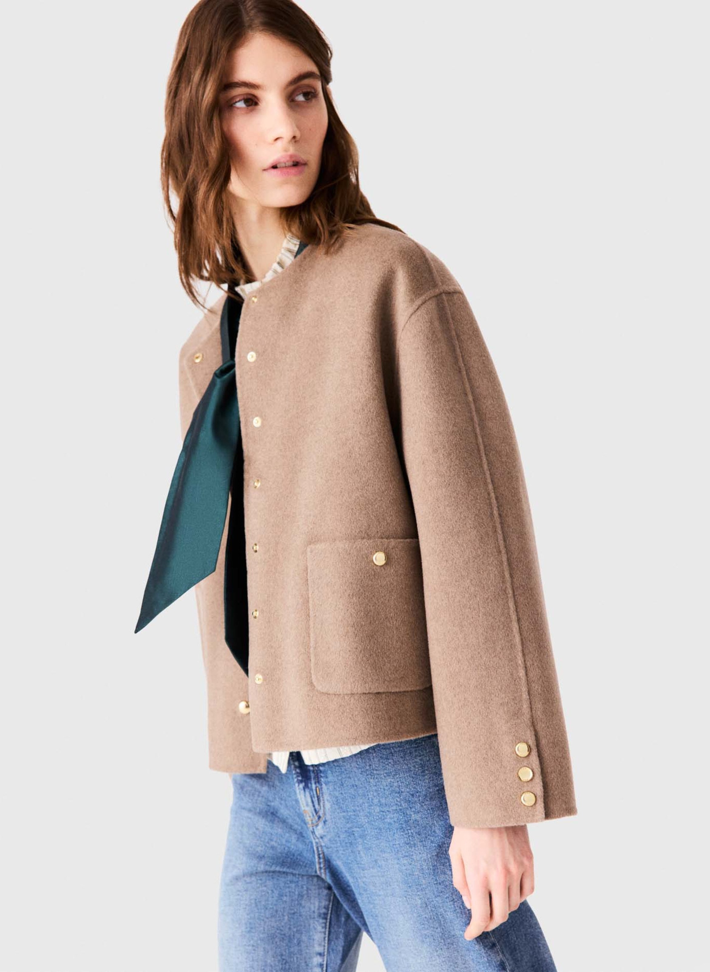 Veste ample en laine mélangée MAJE Beige