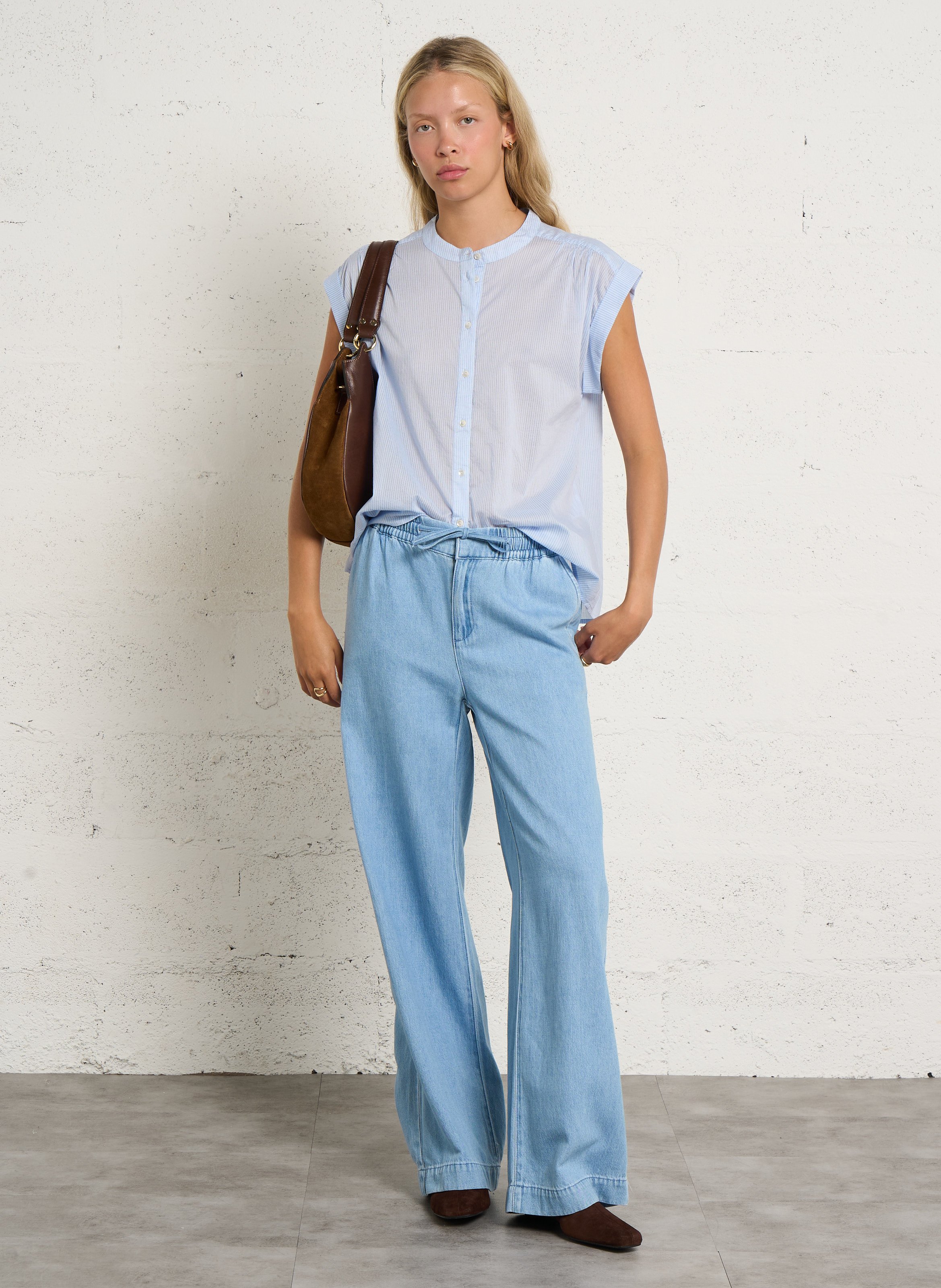 Straight cotton shirt MAISON 123 Blue