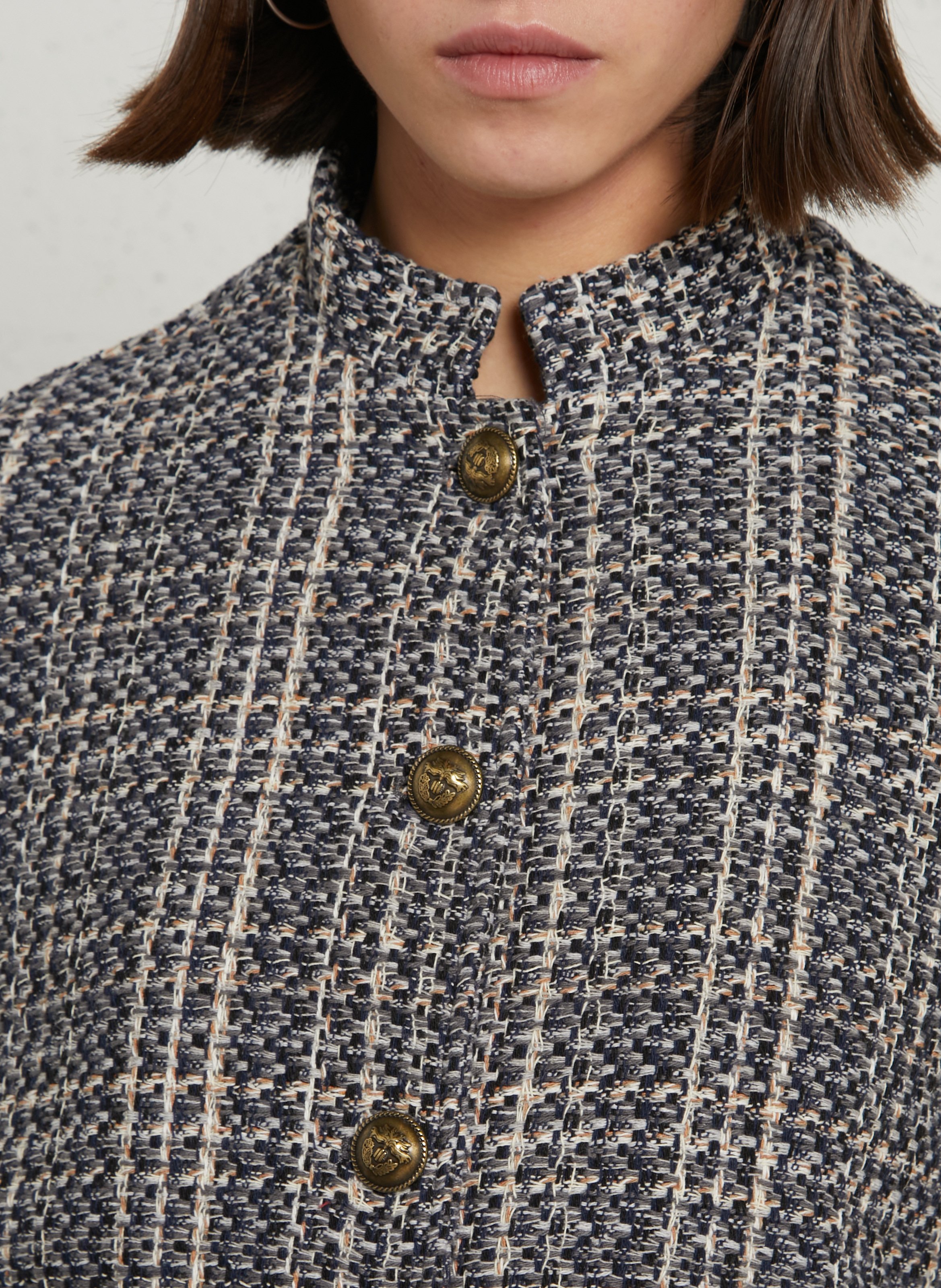 High-neck cotton-blend jacket PLEASE Grey