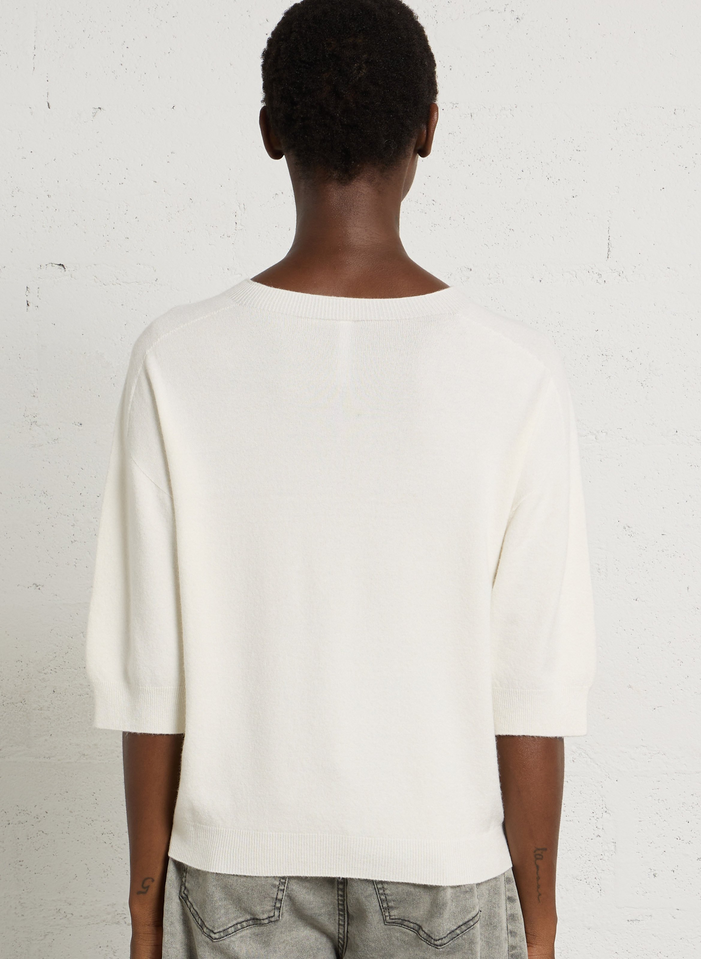 Pull col rond manches 3/4 IMPERIAL Blanc