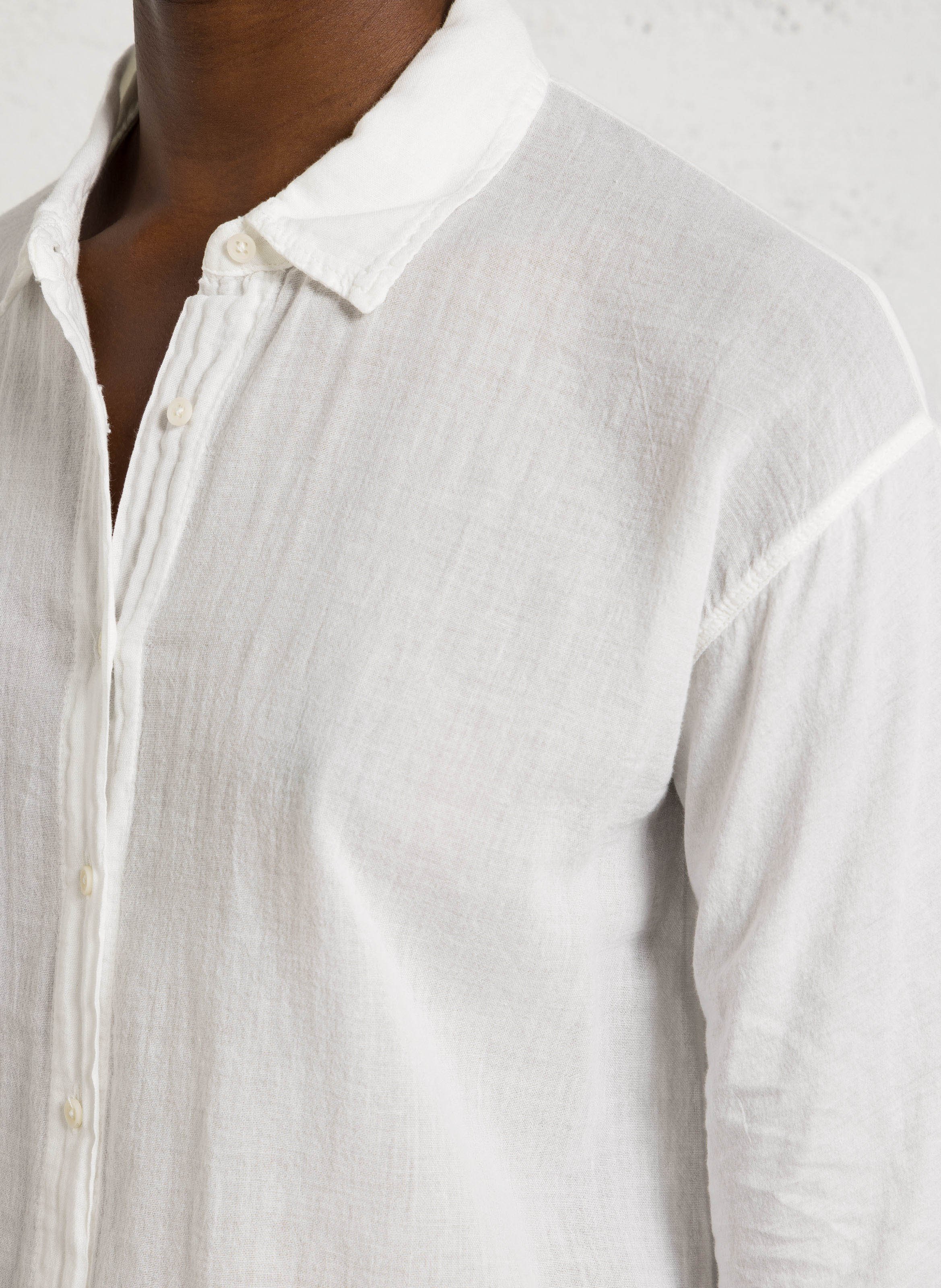 Chemise droite col classique en coton HARTFORD Blanc