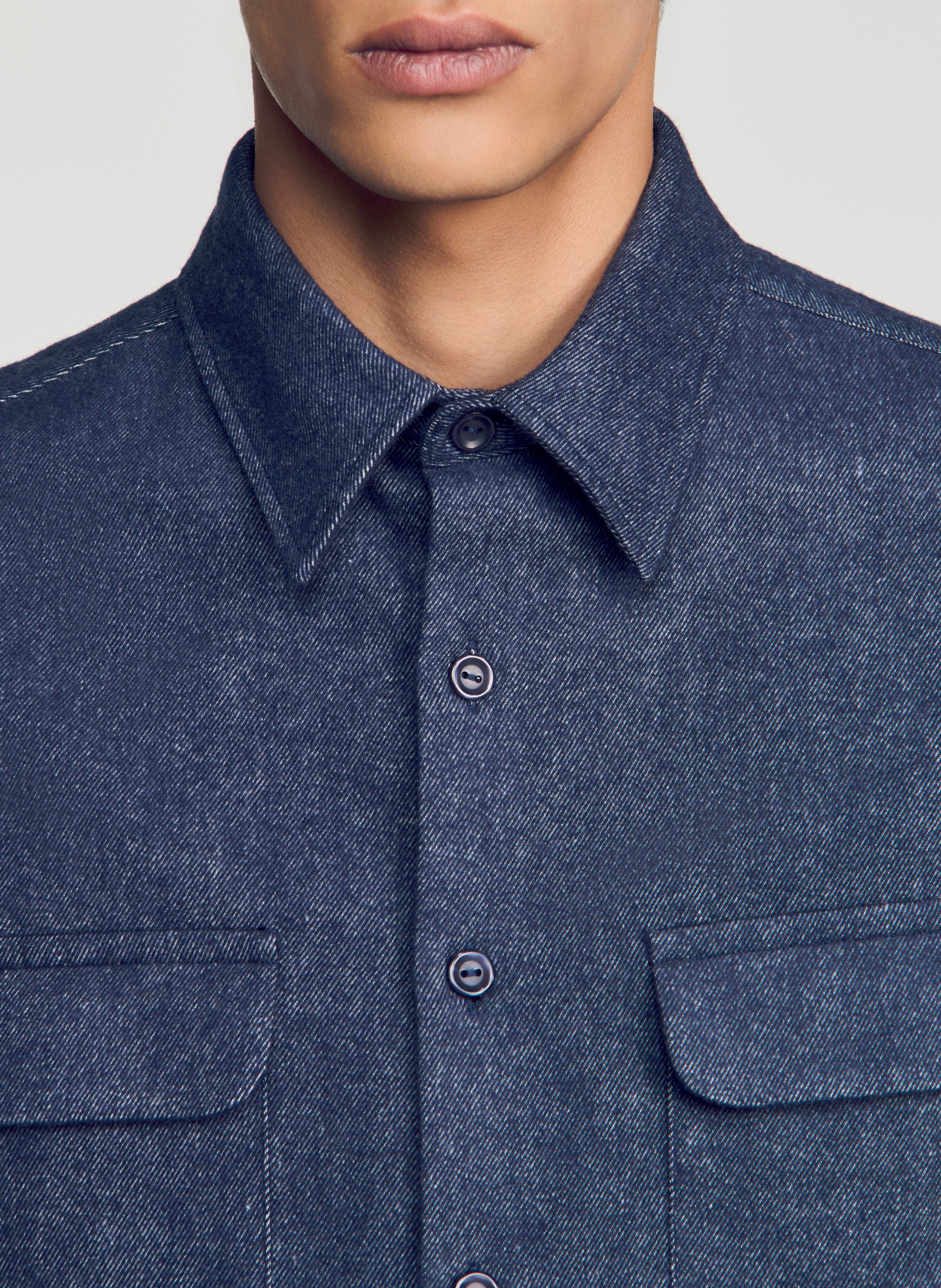 Chemise droite boutonnée unie SANDRO Bleu