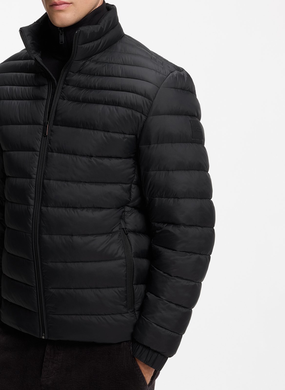 Quilted water-repellent and packable jacket with logo | Black BOSS Men