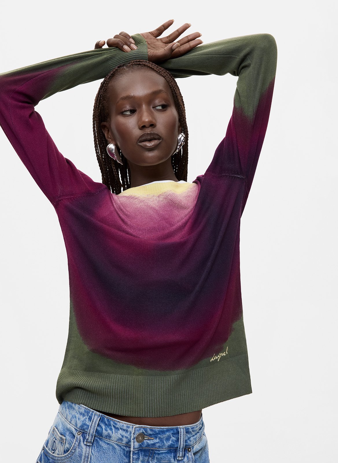 Gerader Rundhalsausschnitt-Pullover mit Muster DESIGUAL Rot
