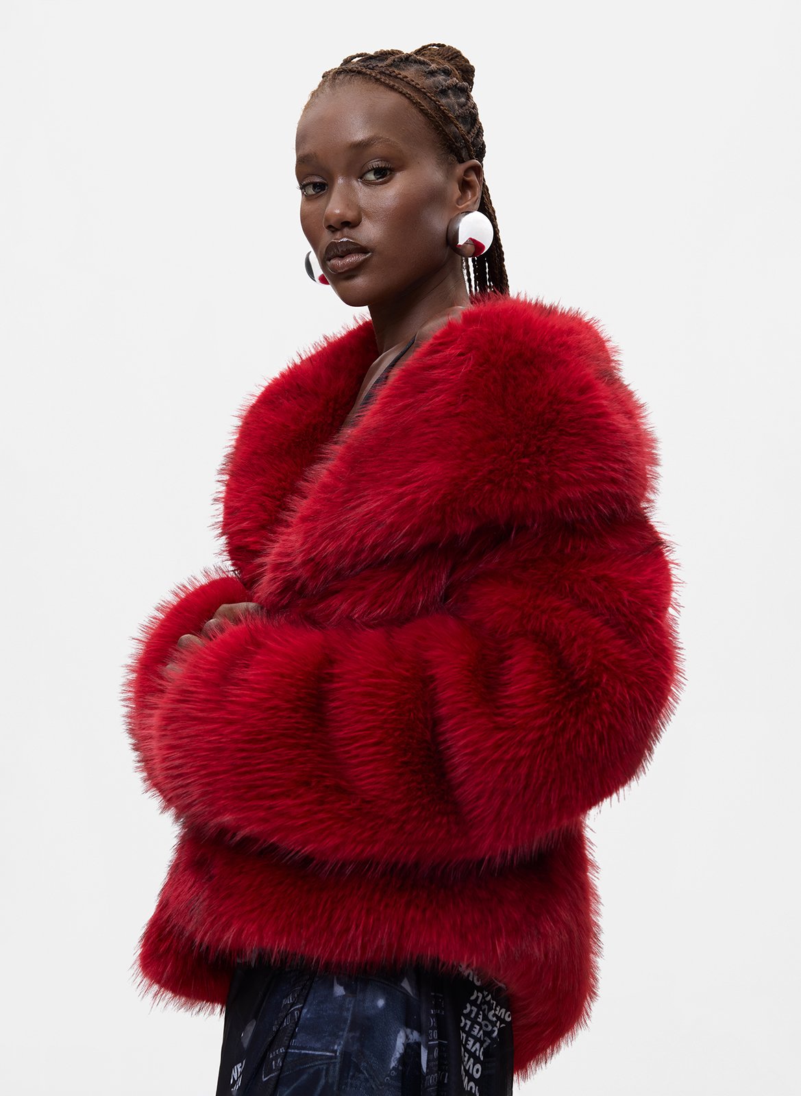 Faux fur coat DESIGUAL Red
