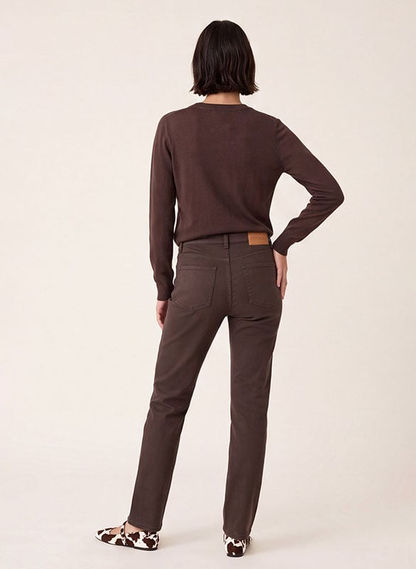 Rechte broek met V-hals in effen kleur KOOKAI Bruin