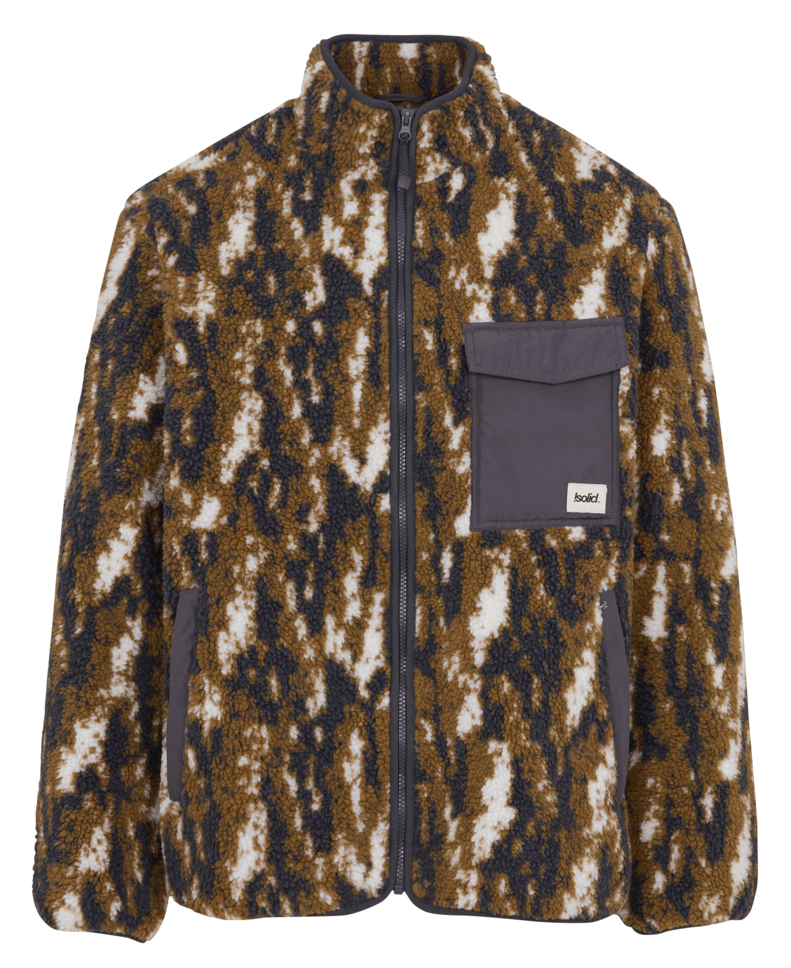 Gerade Fleecejacke mit Stehkragen SOLID Silber