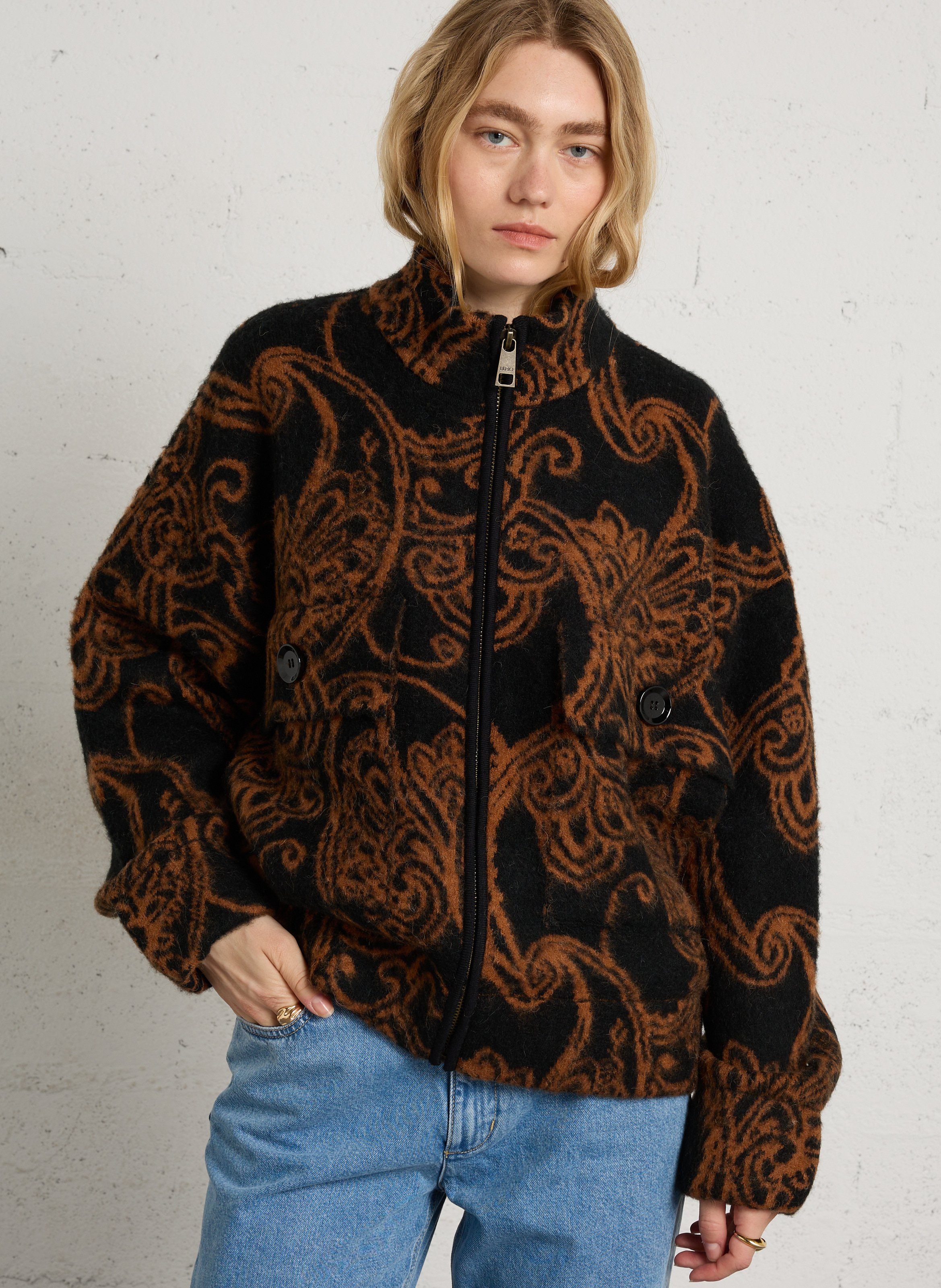 Bomber ample col montant zippé imprimé LIU JO Multicolore