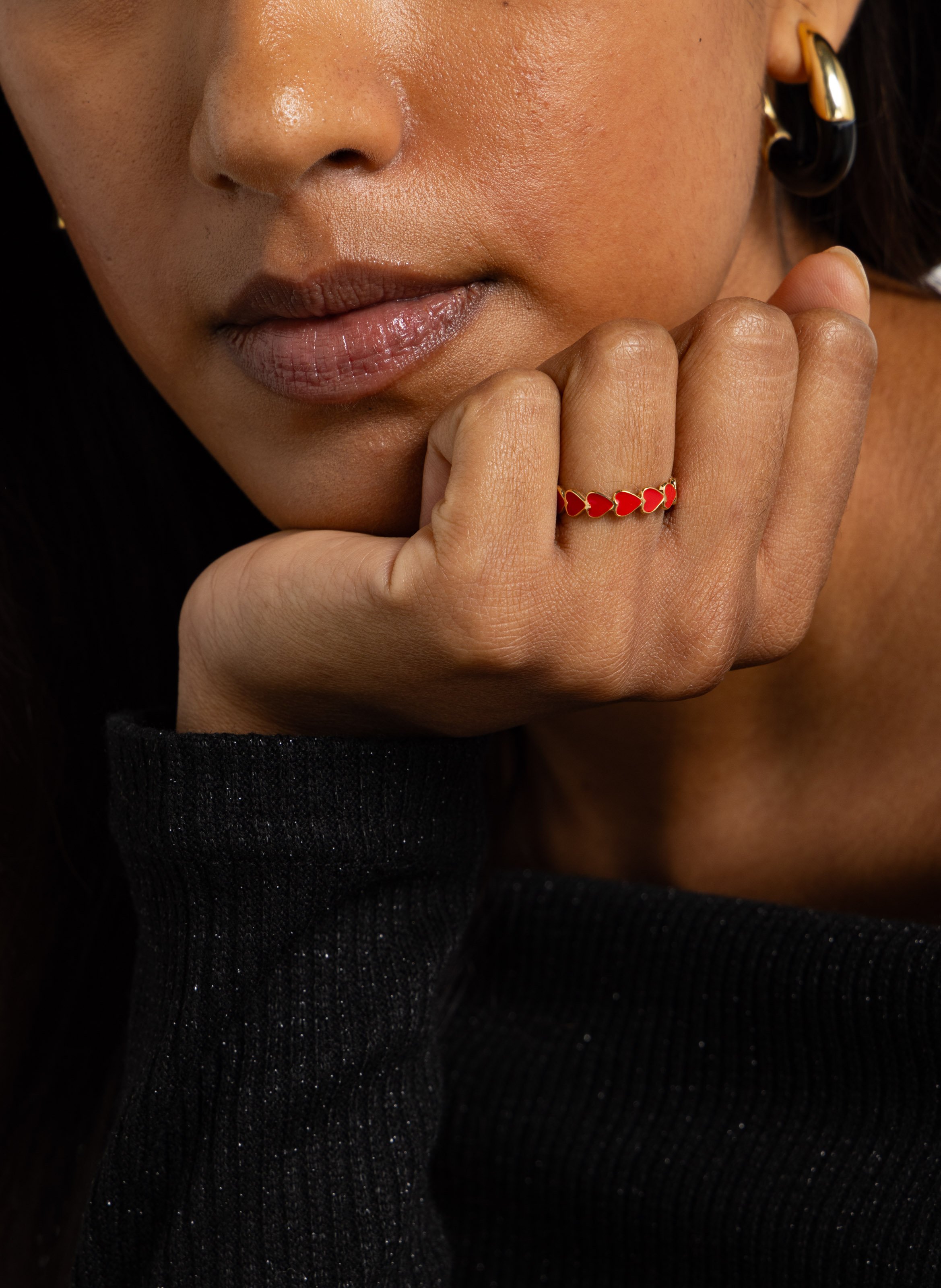 Bague en laiton doré FEEKA Rouge