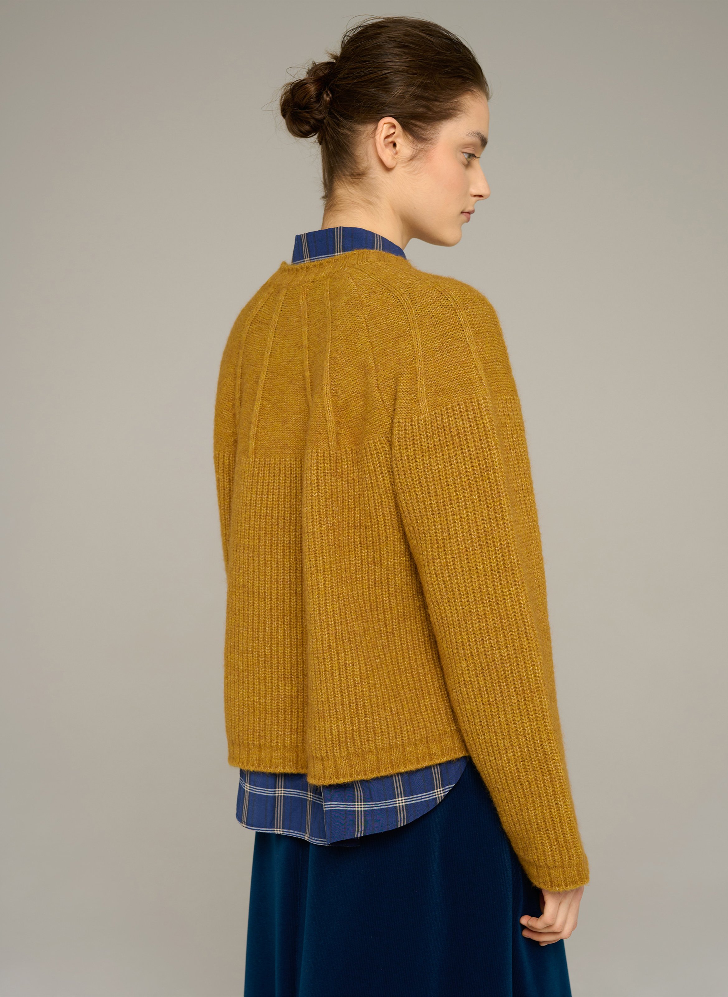 Loose-fit ribbed-knit sweater with round neck COTELAC ACOTE Golden
