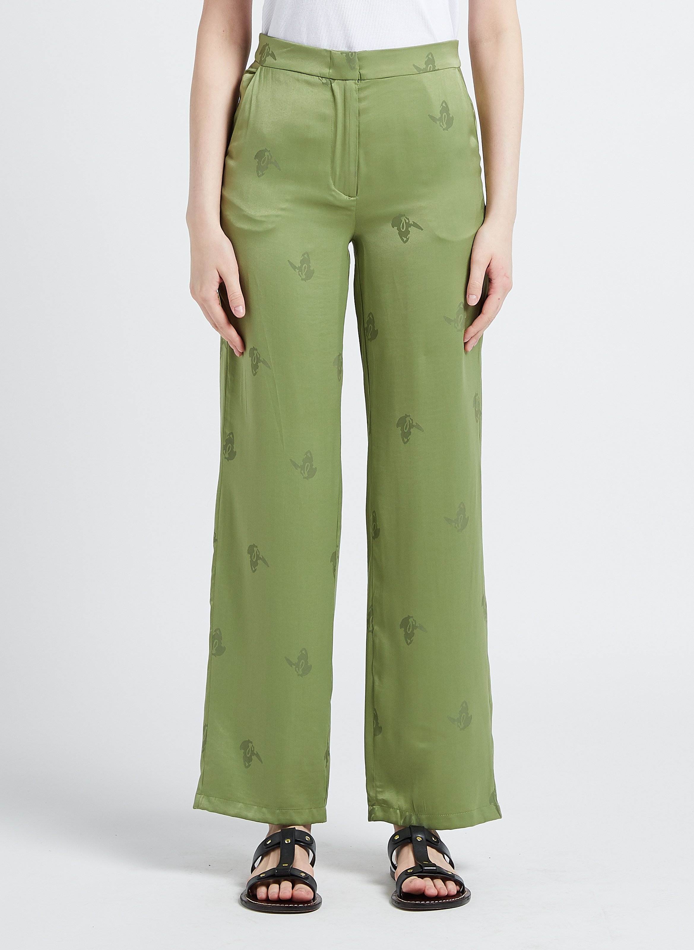 Gerade Hose mit Schmetterlingsmotiv VILA Grun