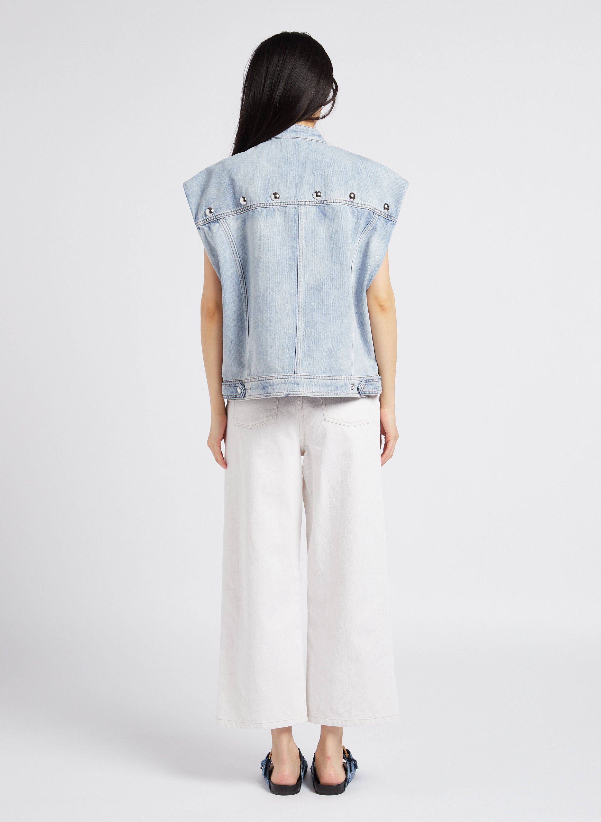 Wide-leg cotton and linen-blend jeans IRO Beige