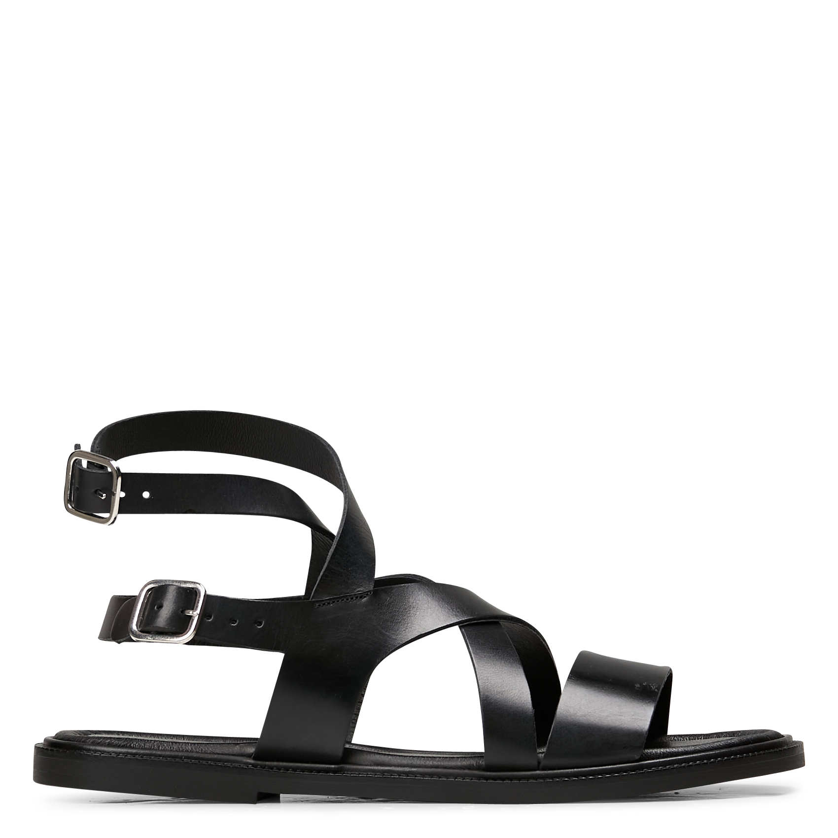 Flat leather sandals MELLOW YELLOW Black