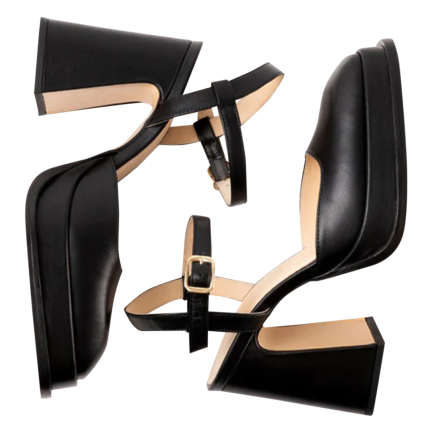 Escarpins à bout carré en cuir vernis SOULIER MARTINEZ Noir