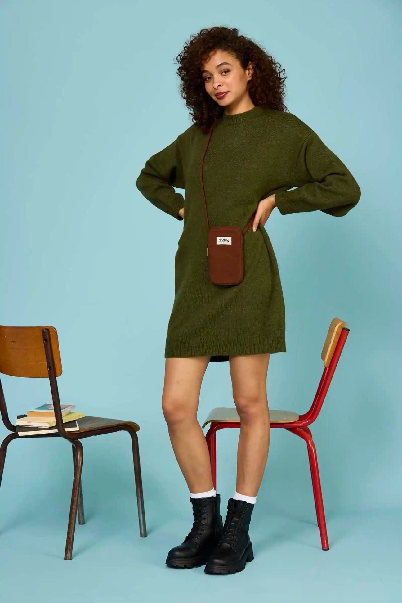 Cotton phone pouch Brown