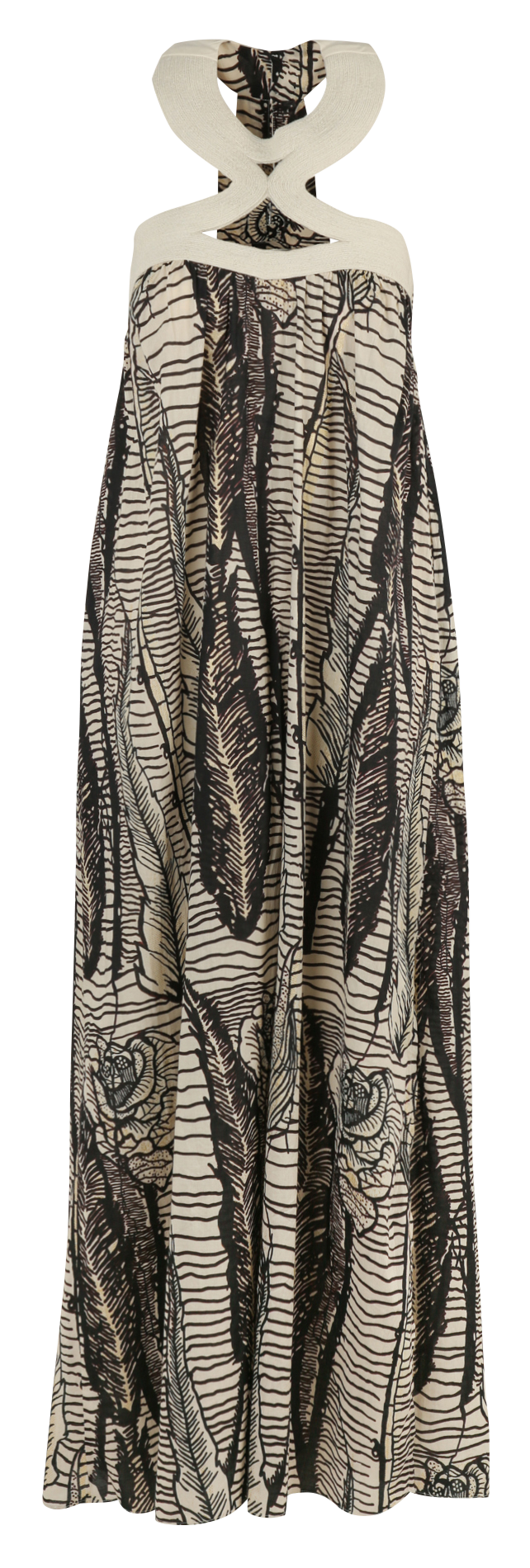 Round-neck printed cotton midi dress MES DEMOISELLES Brown