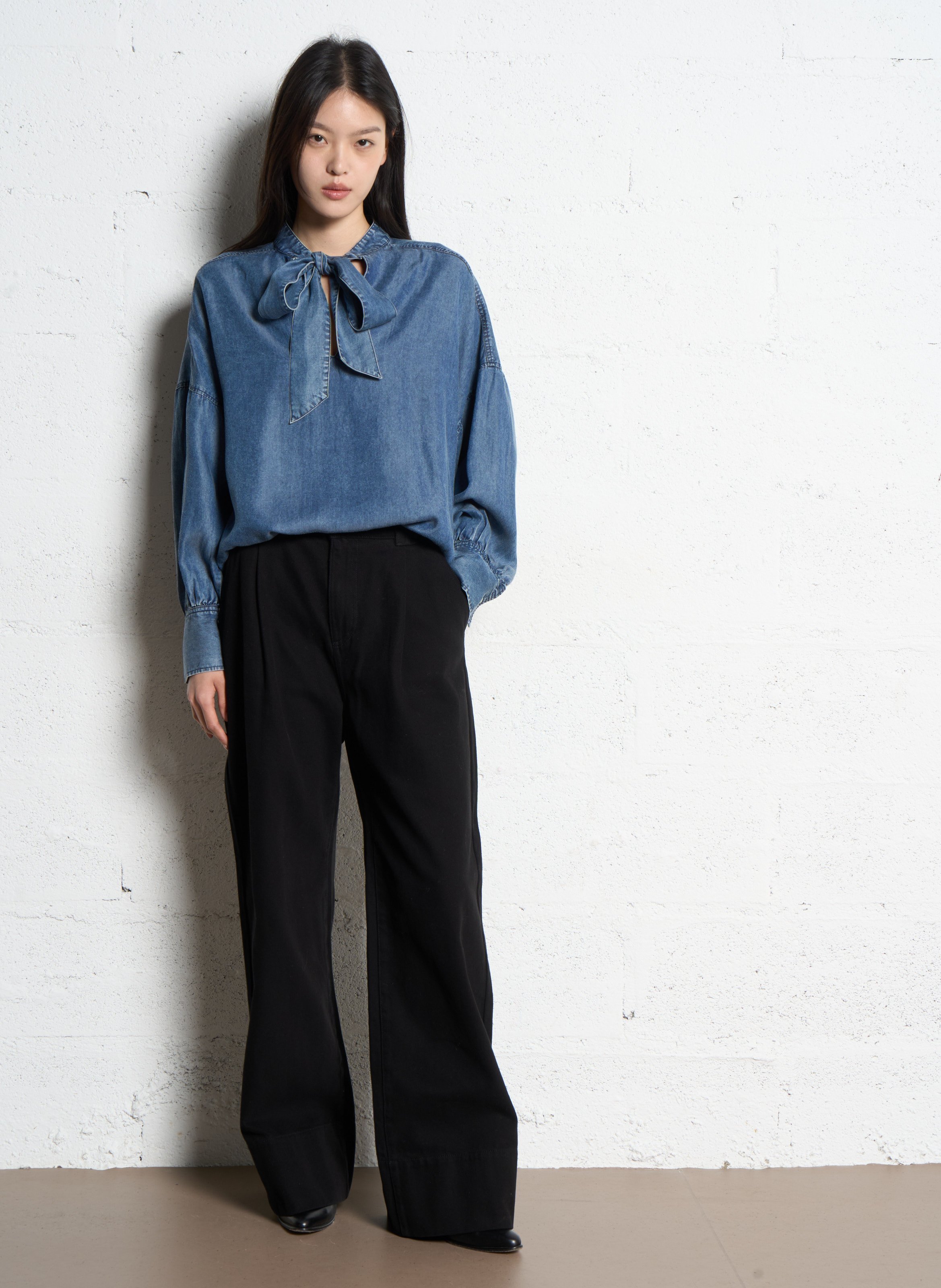 Oversize-Bluse aus Denim IKKS Blau