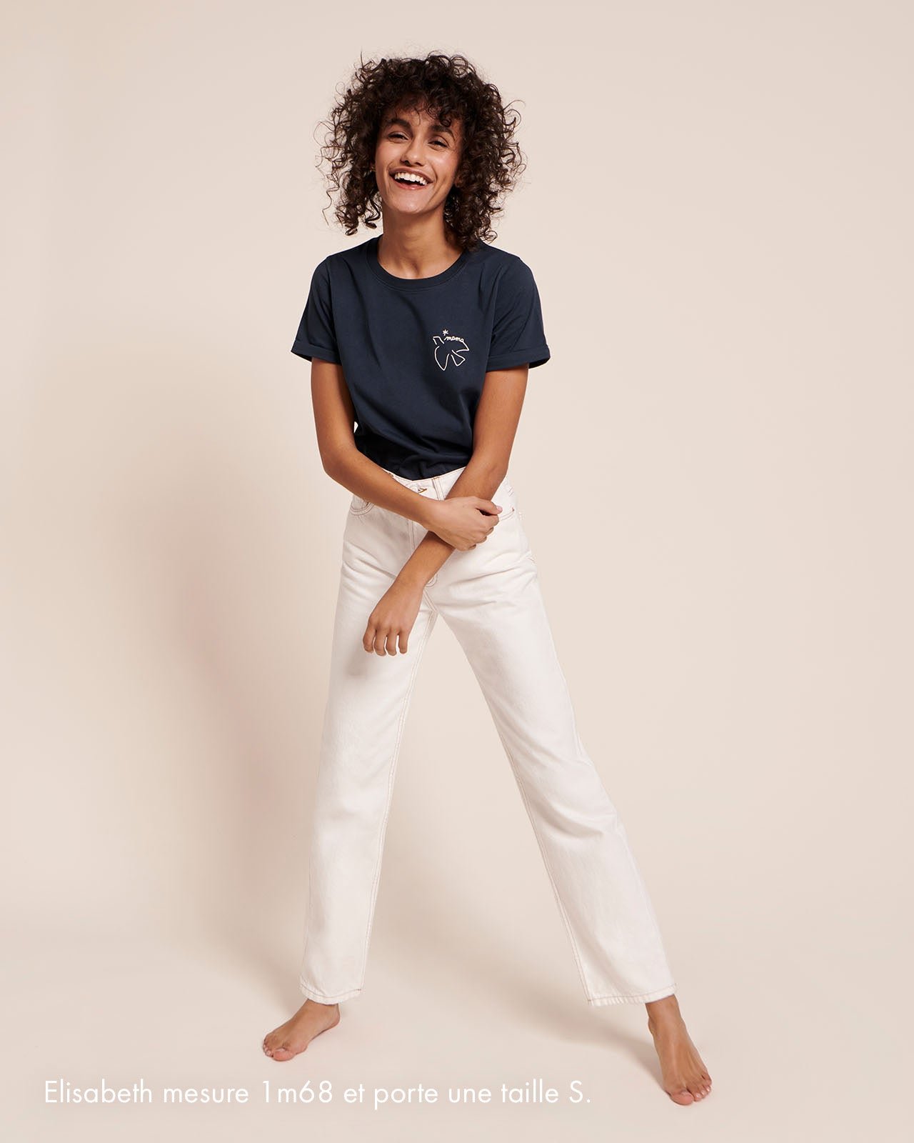 The embroidered mama bird organic cotton t-shirt EMOI EMOI Blue