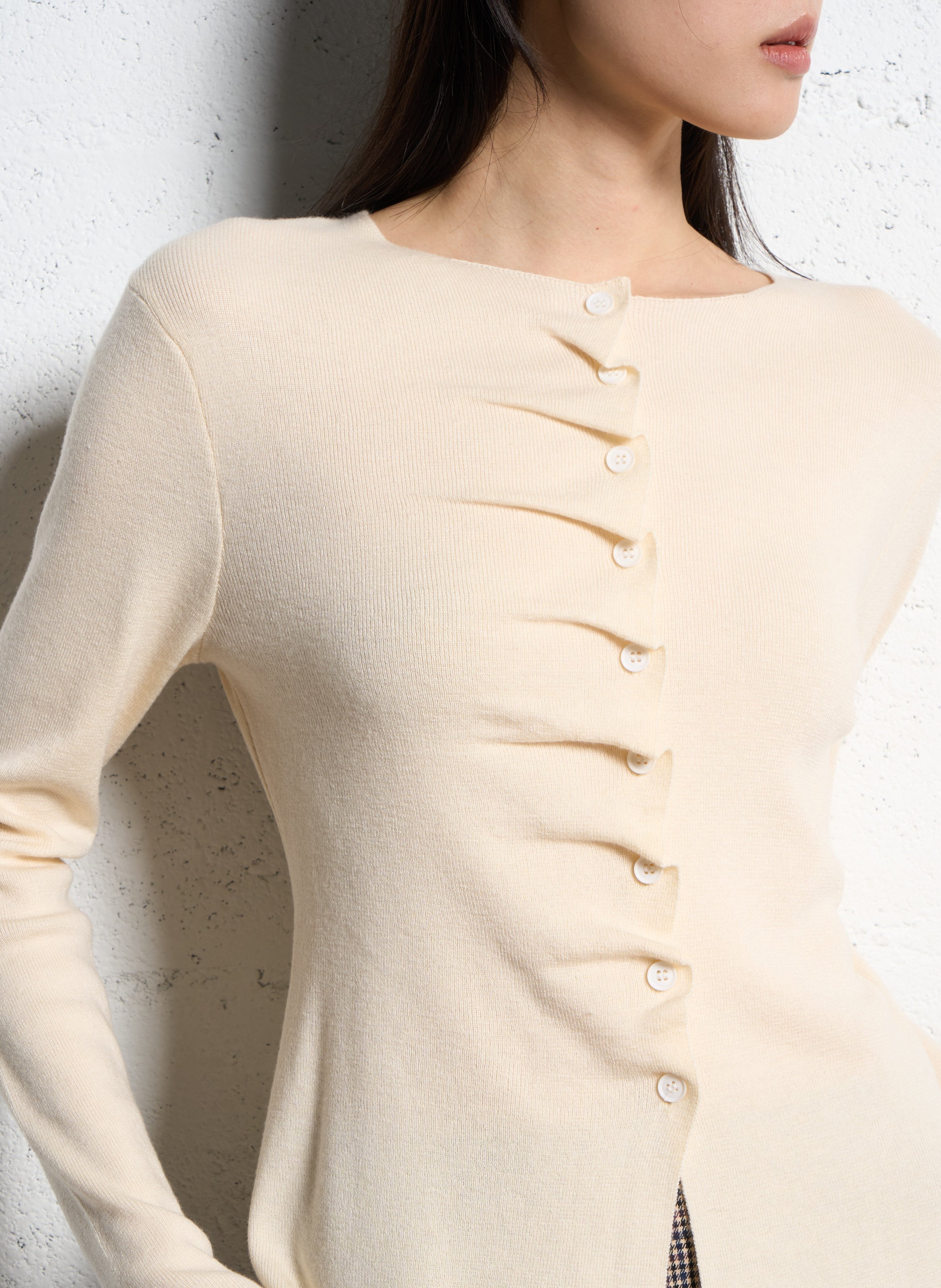 Gilet droit en maille fine SUNCOO Blanc