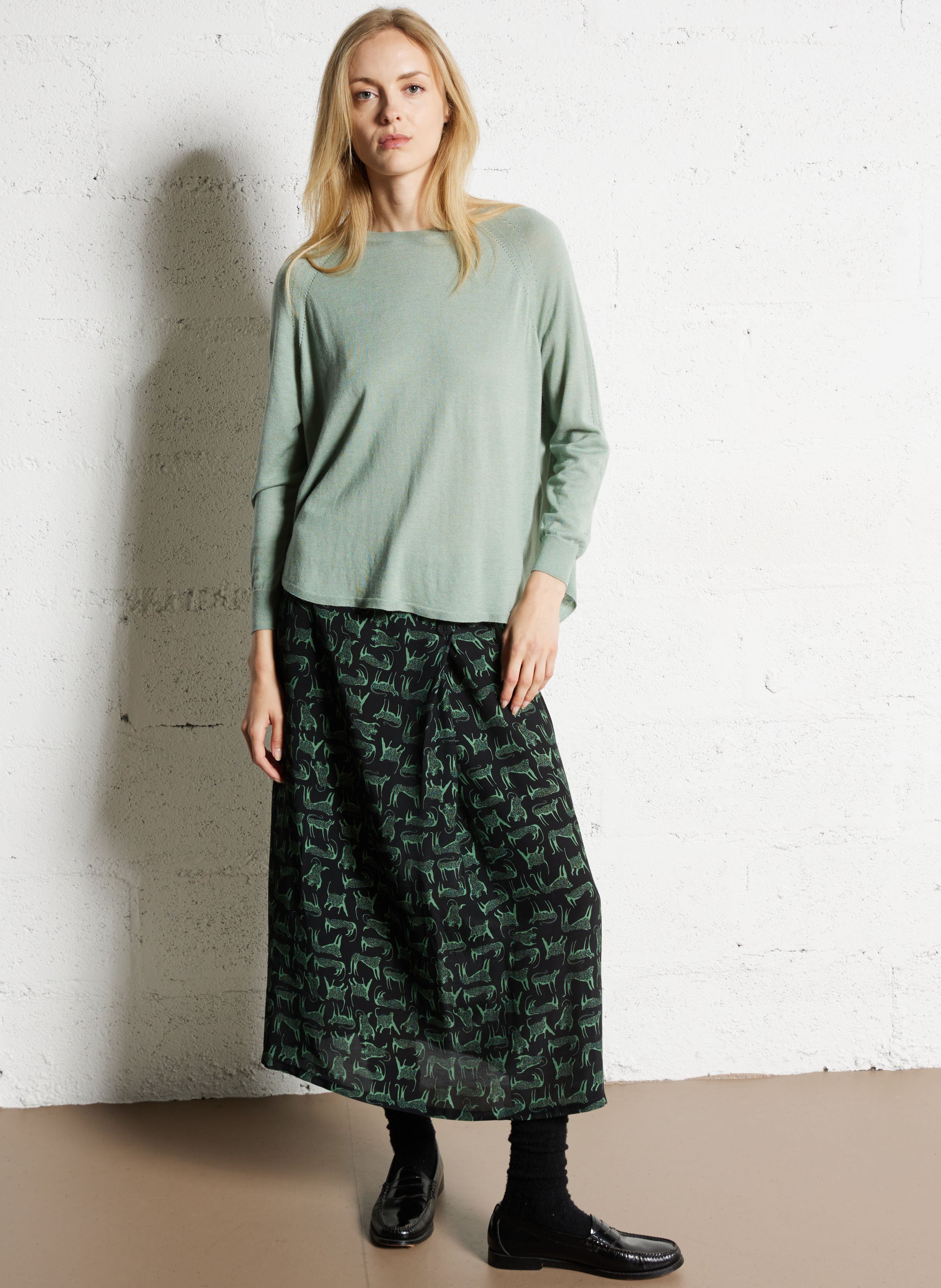 Jupe midi imprimée  NICE THINGS Noir