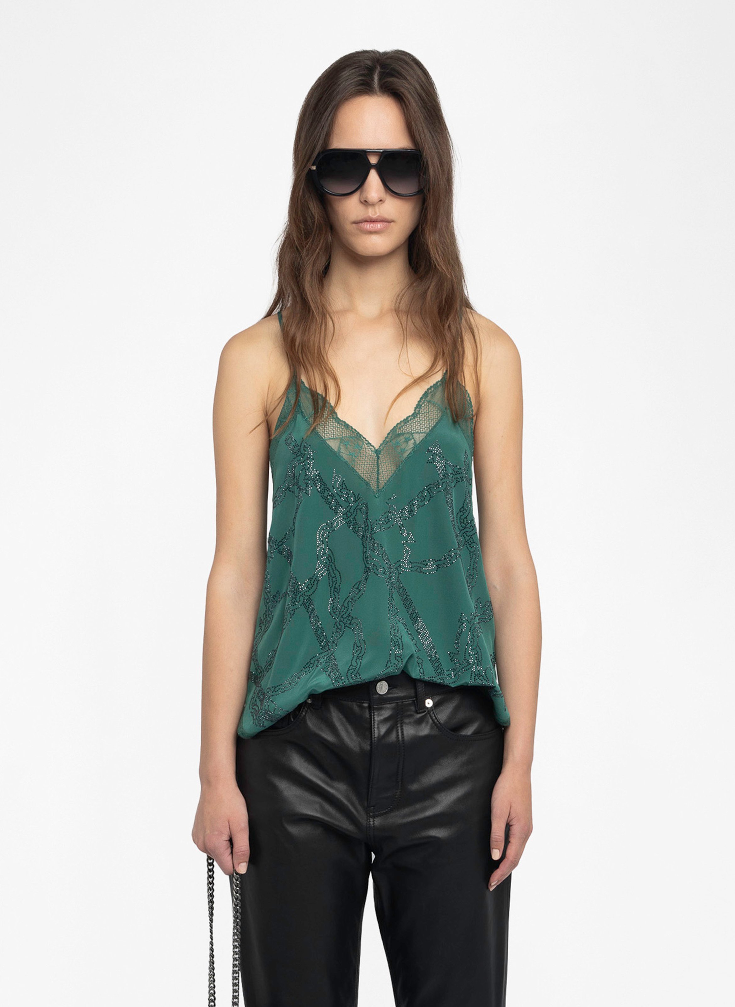 Caraco col V en soie ZADIG&VOLTAIRE Vert