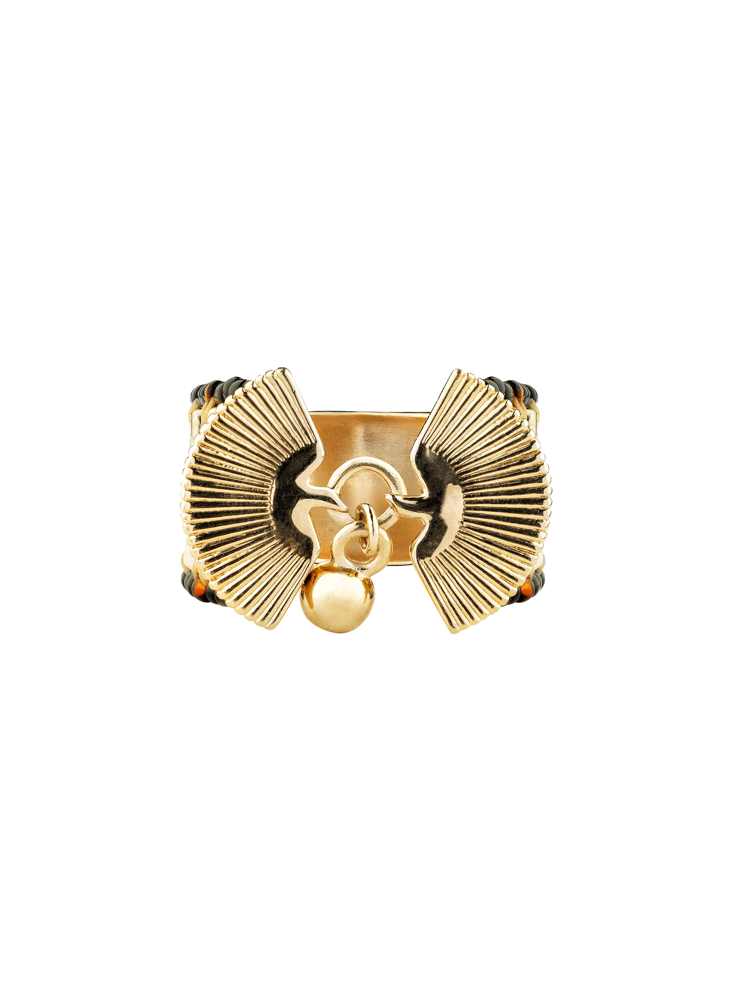 Ring with hammered central cabochon and bell HIPANEMA Golden