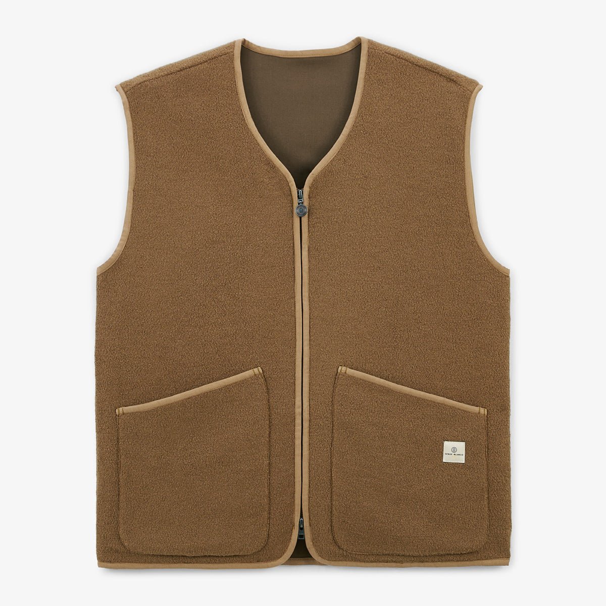 Sleeveless Worker Fleece Jacket SERGE BLANCO Beige
