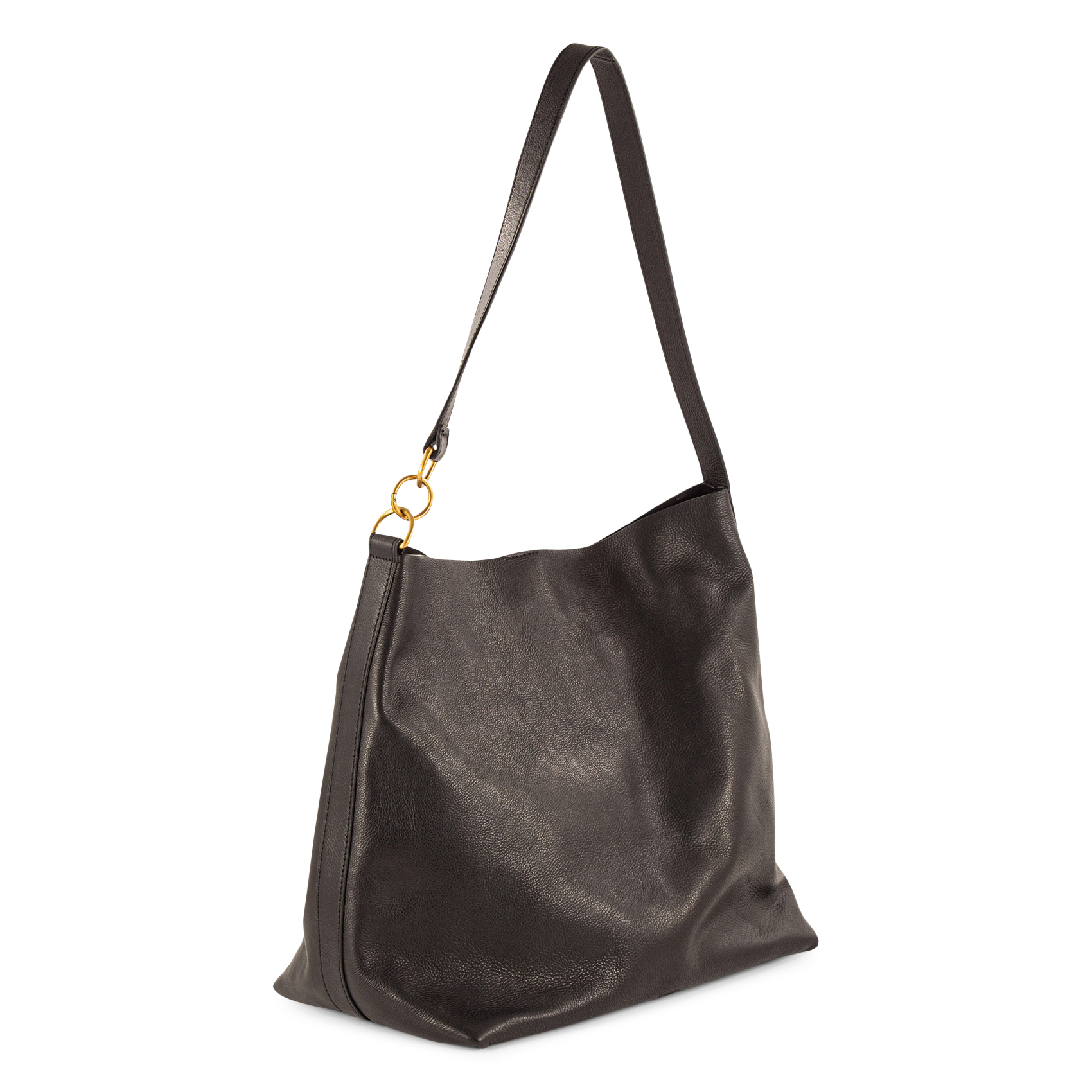 Grand cabas uni en cuir lisse SESSUN Noir