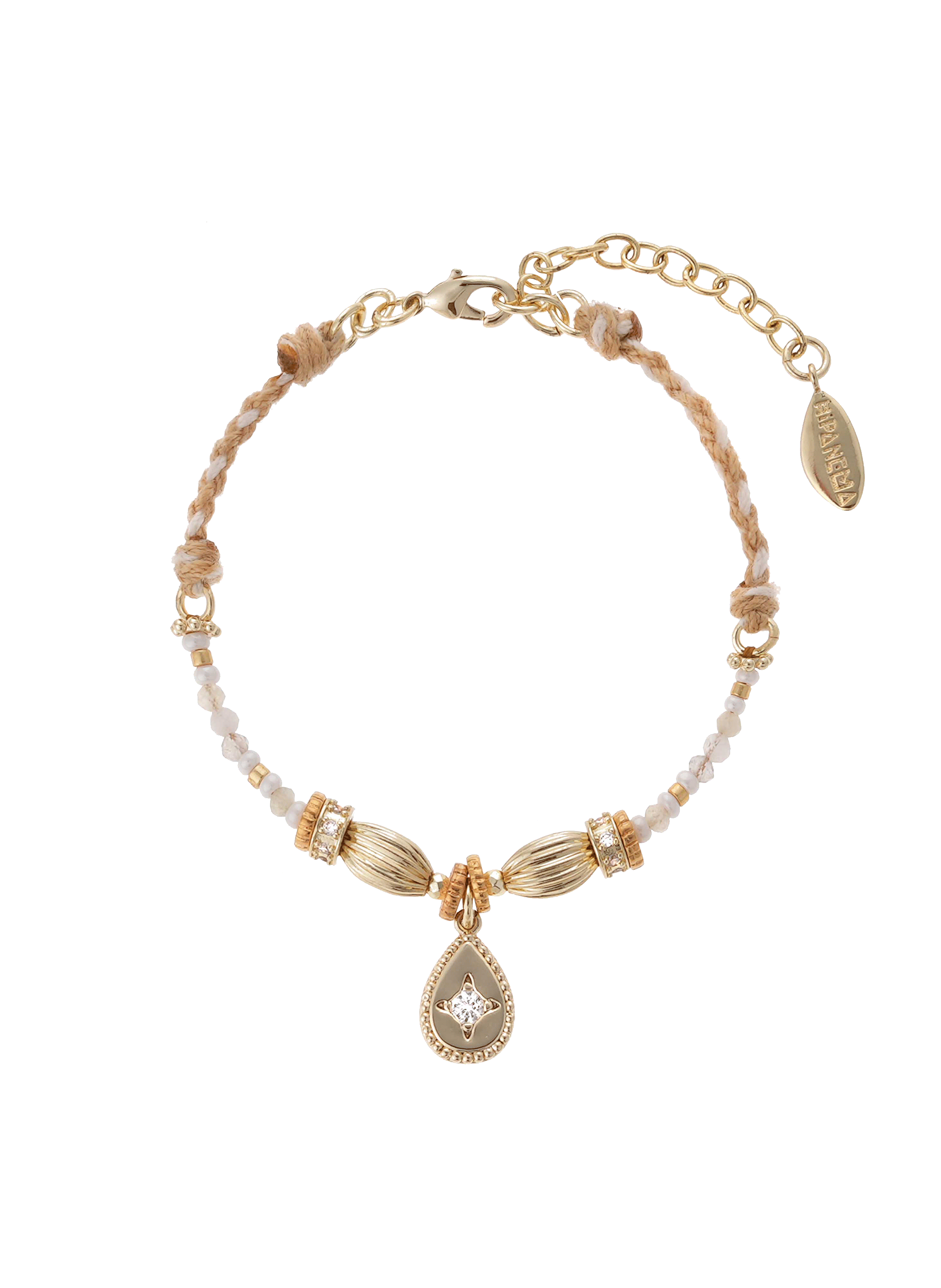 Cord bracelet with rhinestone detail HIPANEMA White