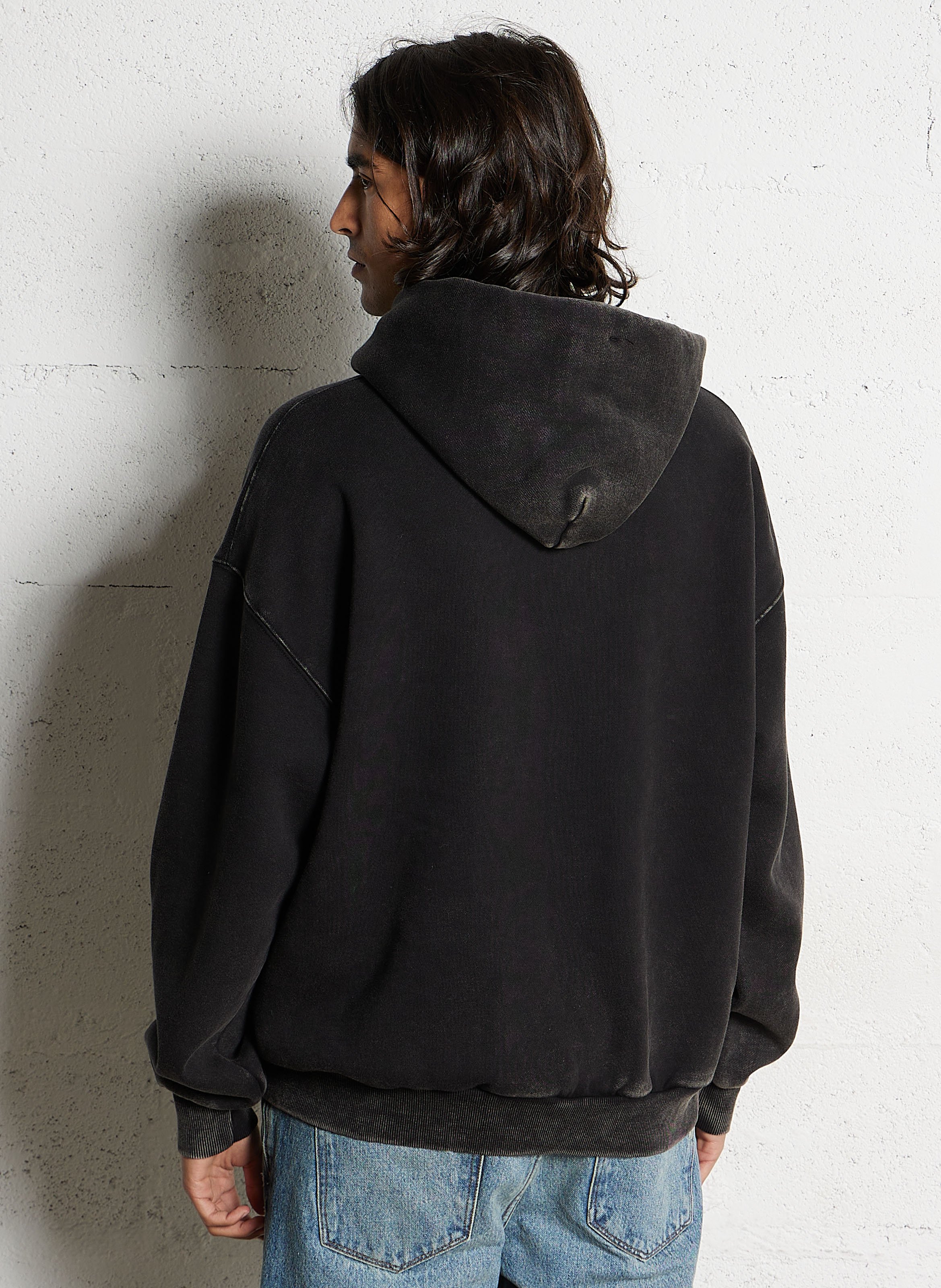 Sweat oversize à capuche en coton mélangé SOLID Noir