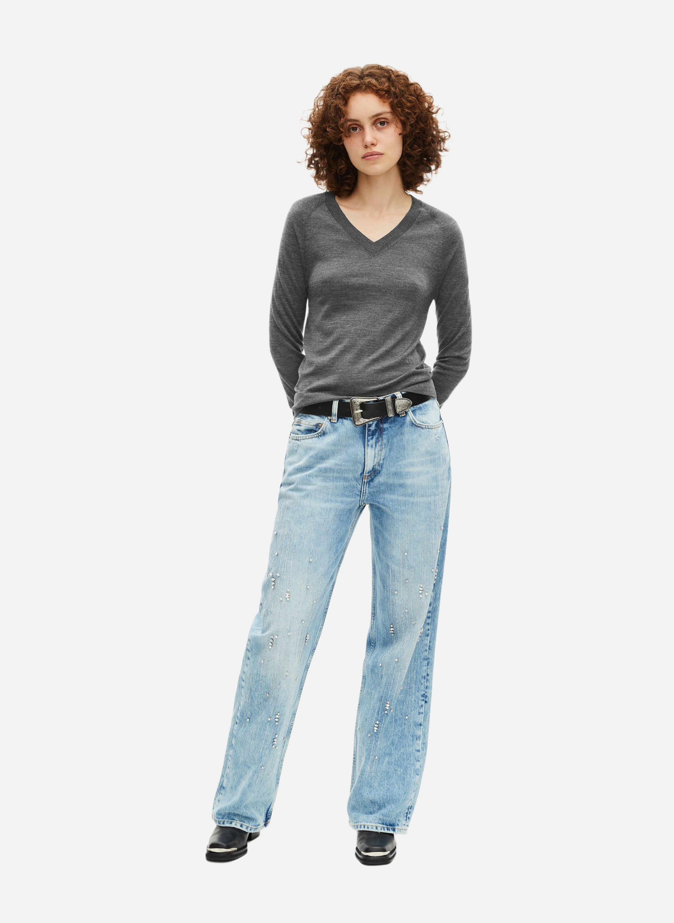 Bunelle wool V-neck sweater THE KOOPLES Grey