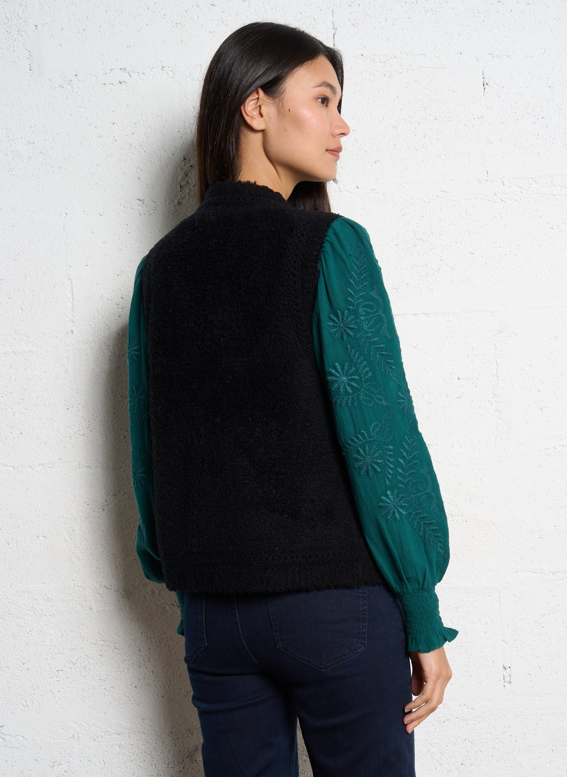 Pull droit col rond en laine mélangée MAISON 123 Noir