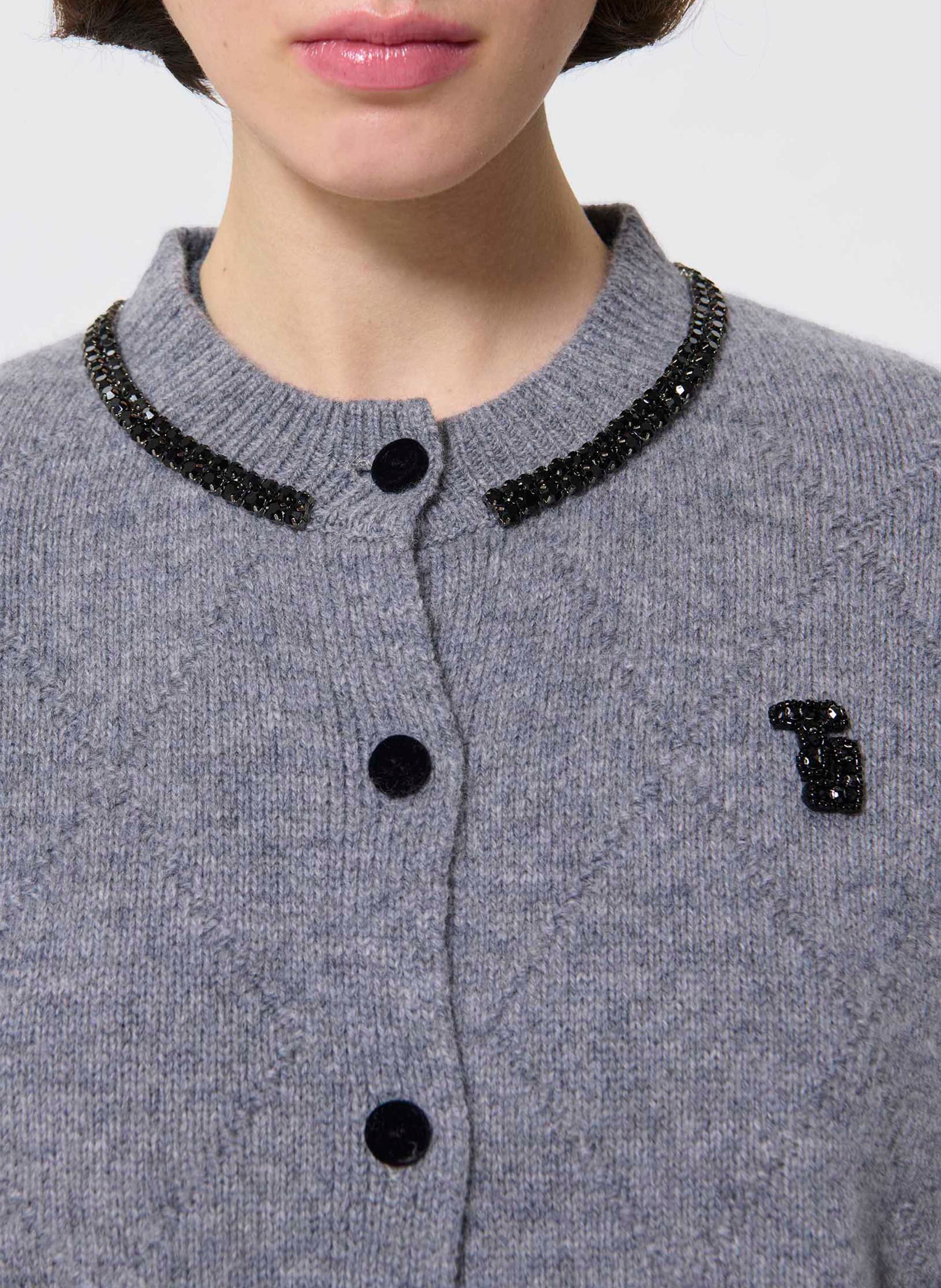 Recht, wollen vest met ronde hals TARA JARMON Grijs