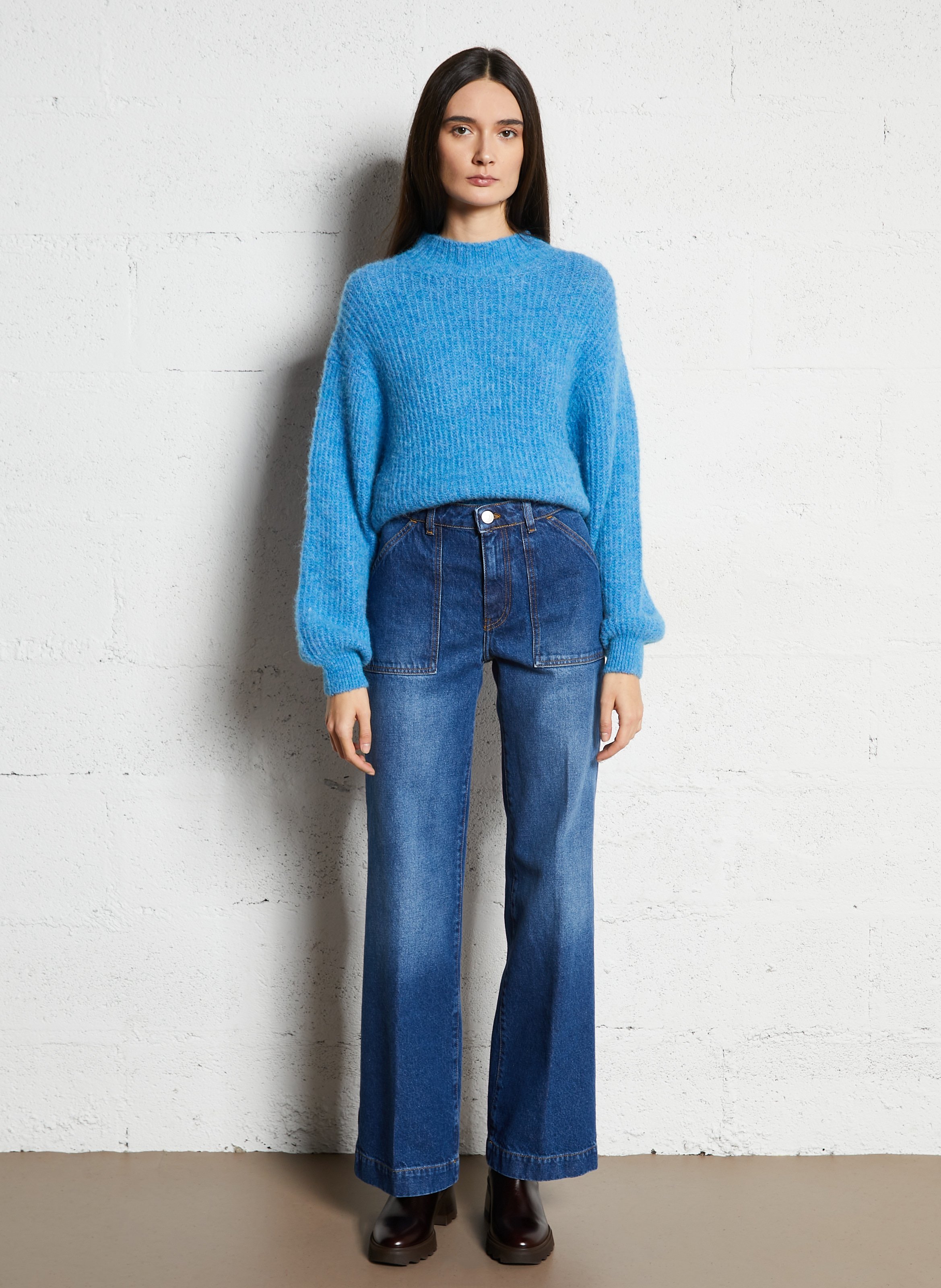 Straight-leg soft faded denim jeans ACQUAVERDE Blue