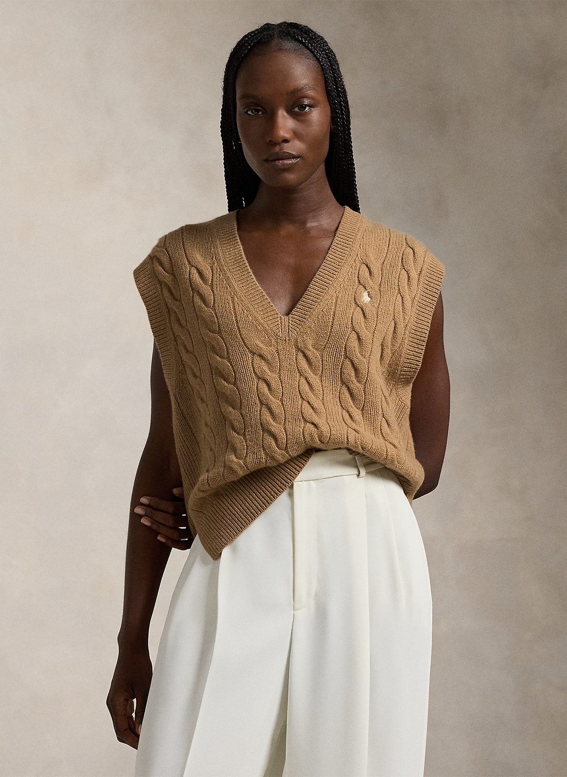 Pull droit col V en laine mélangée POLO RALPH LAUREN