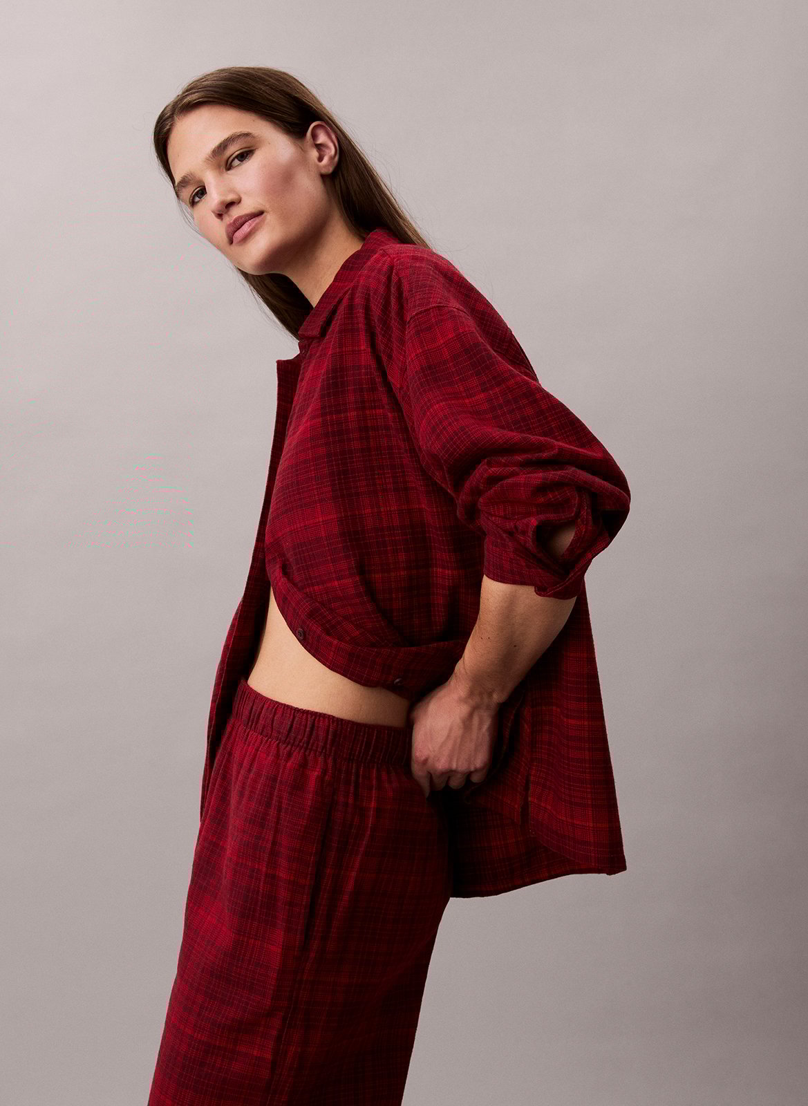 Pantalon de pyjama en coton imprimé CALVIN KLEIN UNDERWEAR Rouge